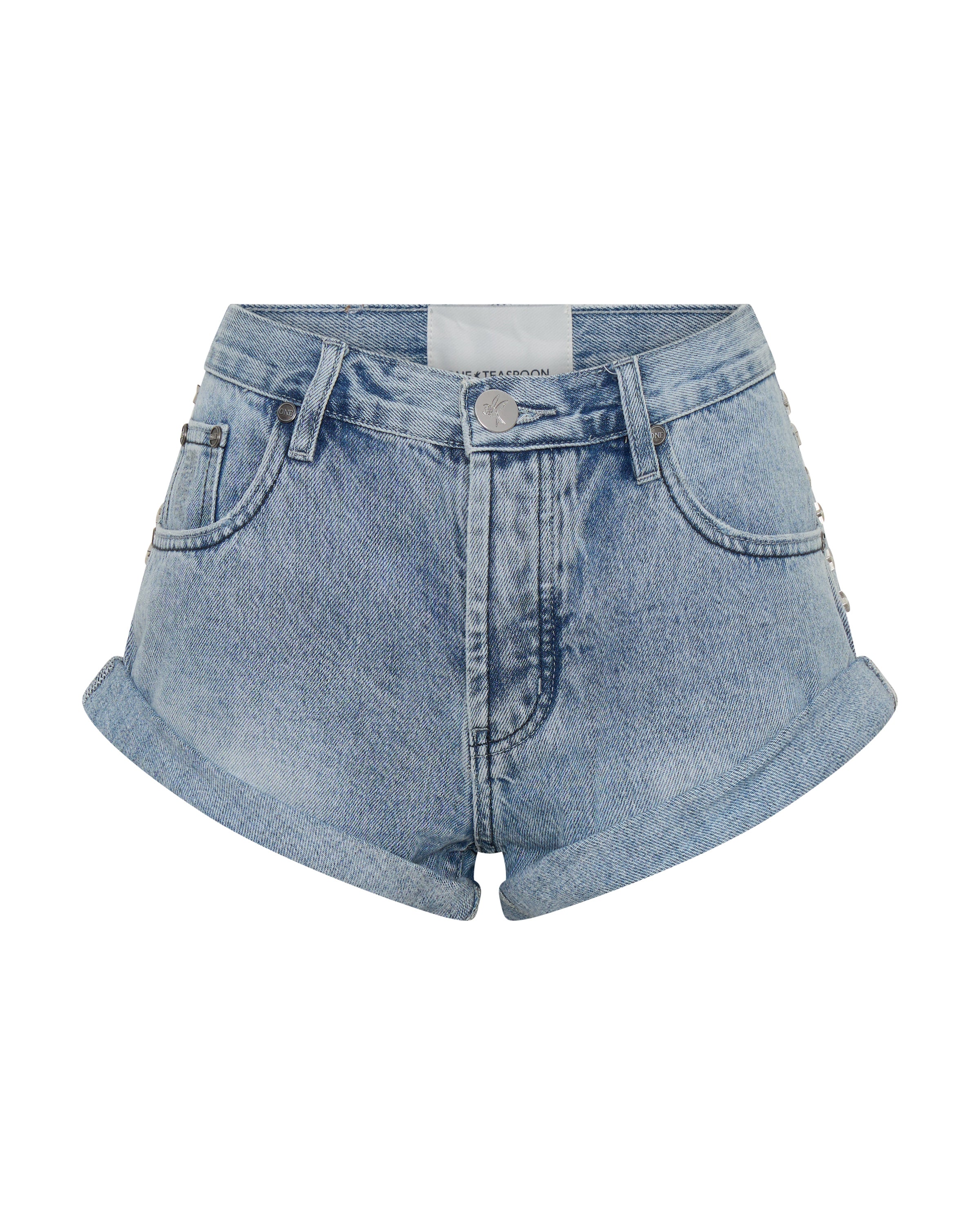 25th Anniversary Bandits Low Waist Studded Denim Shorts - Salty Dog - Image 14