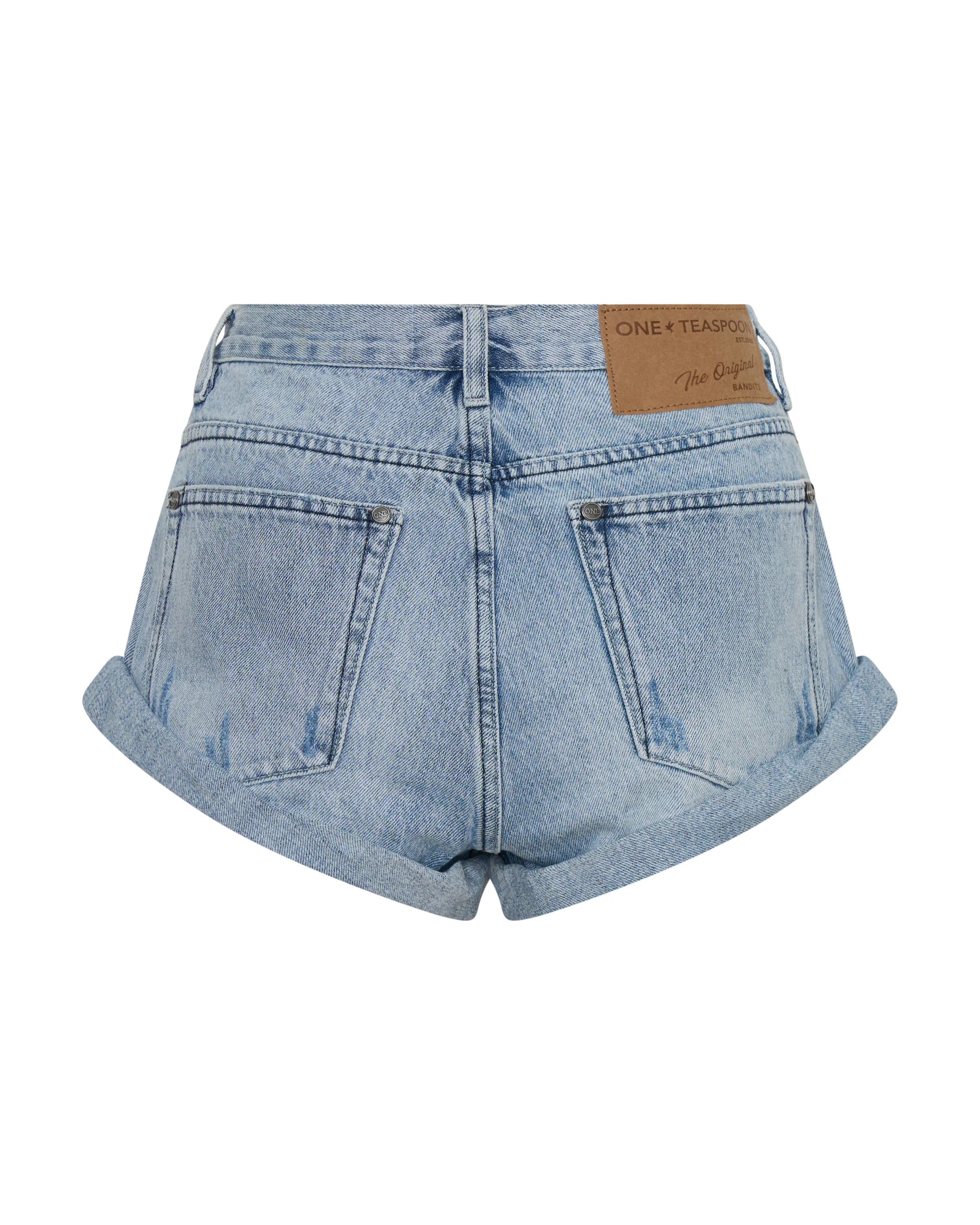 25th Anniversary Bandits Low Waist Studded Denim Shorts - Salty Dog - Image 15