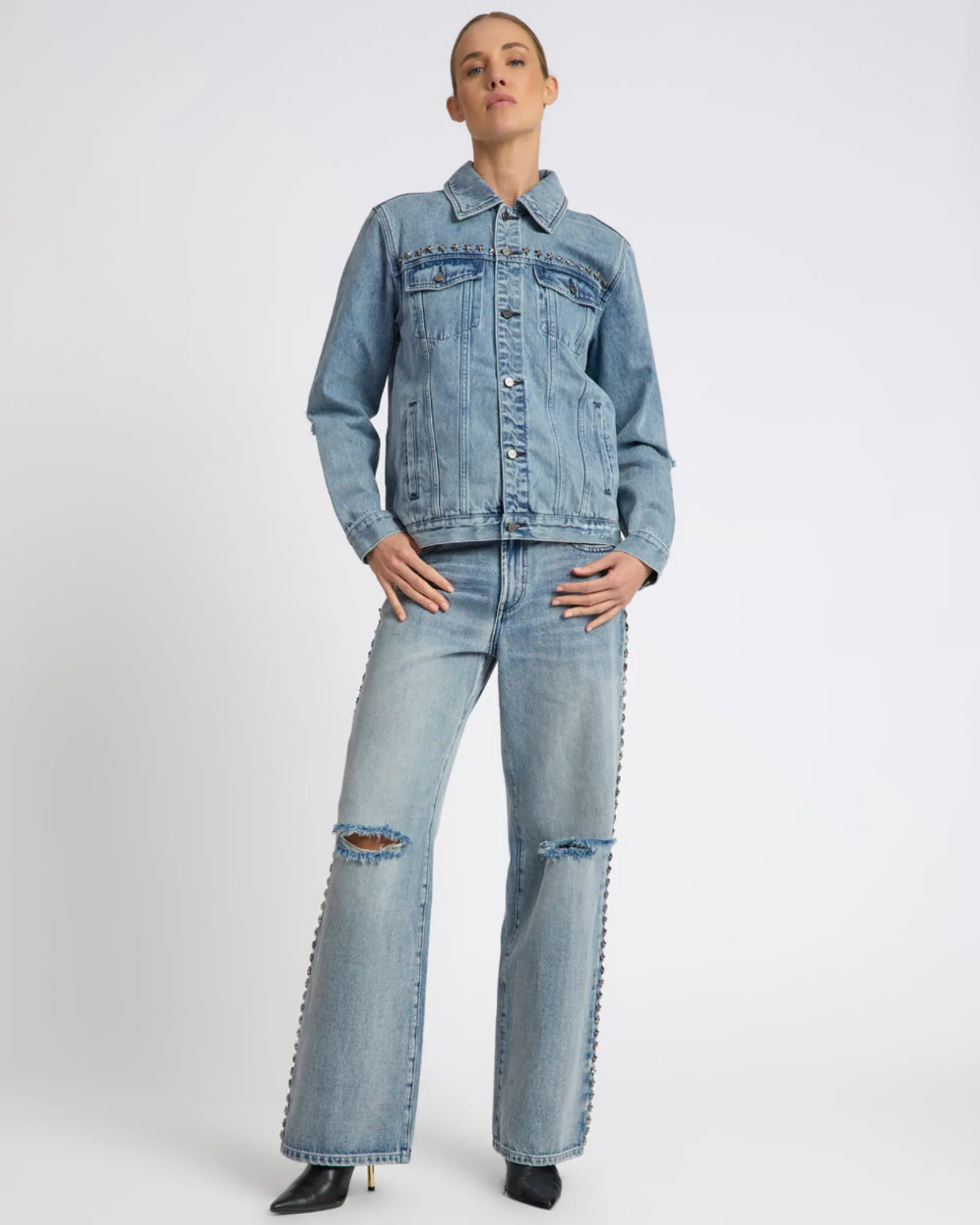 25th Anniversary Trucker Studded Denim Jacket - Salty Dog - Image 3