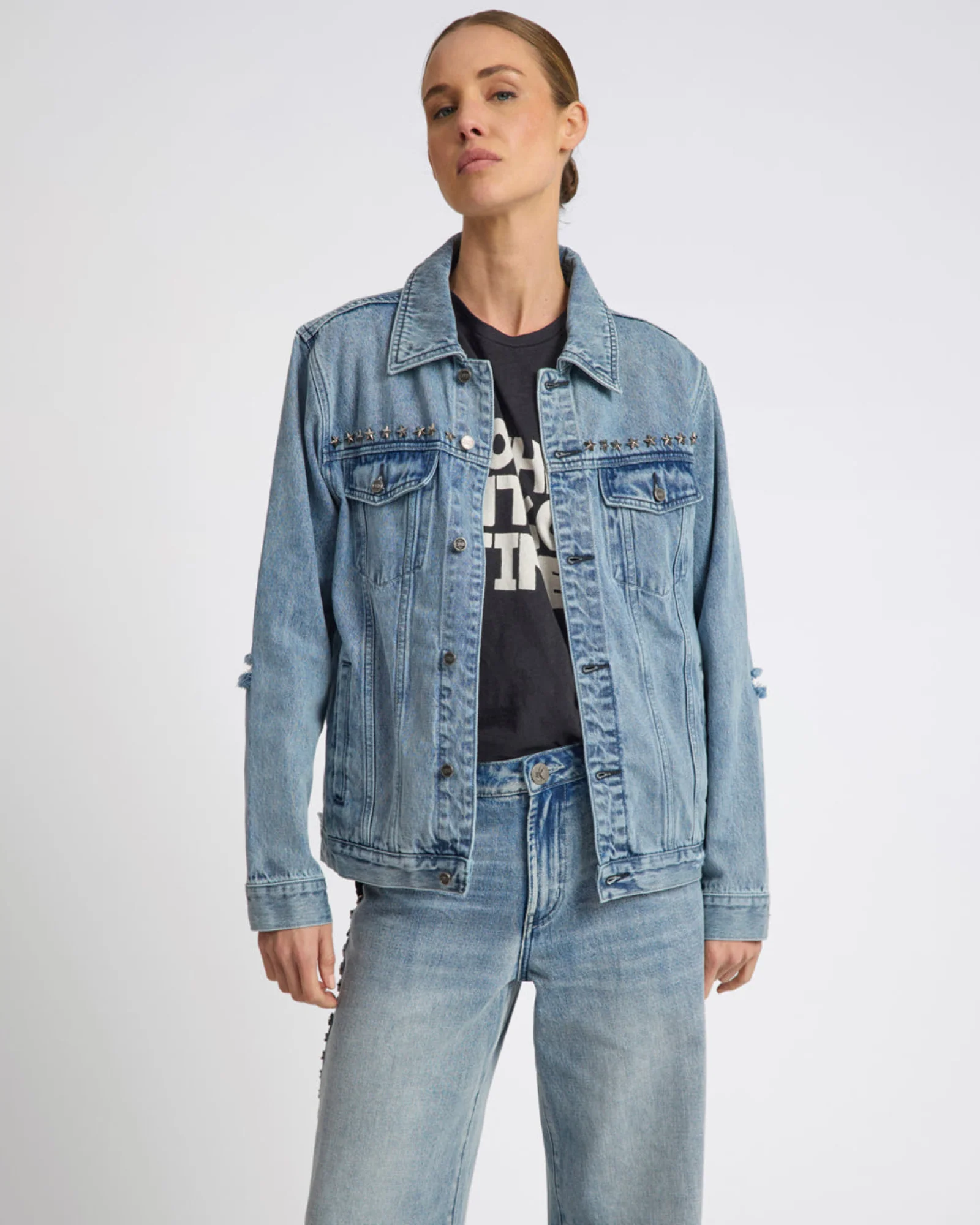 25th Anniversary Trucker Studded Denim Jacket - Salty Dog - Image 4