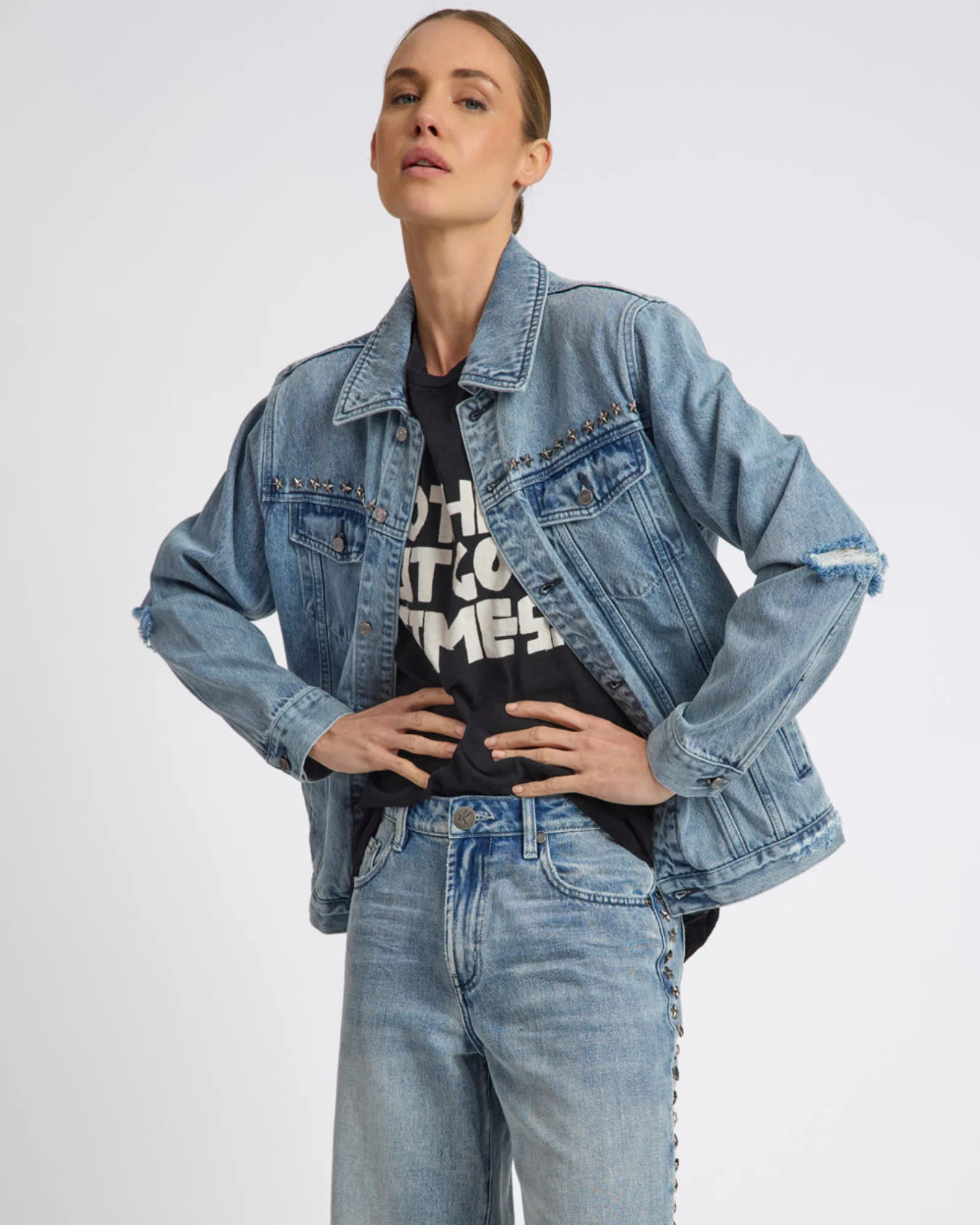 25th Anniversary Trucker Studded Denim Jacket - Salty Dog - Image 6