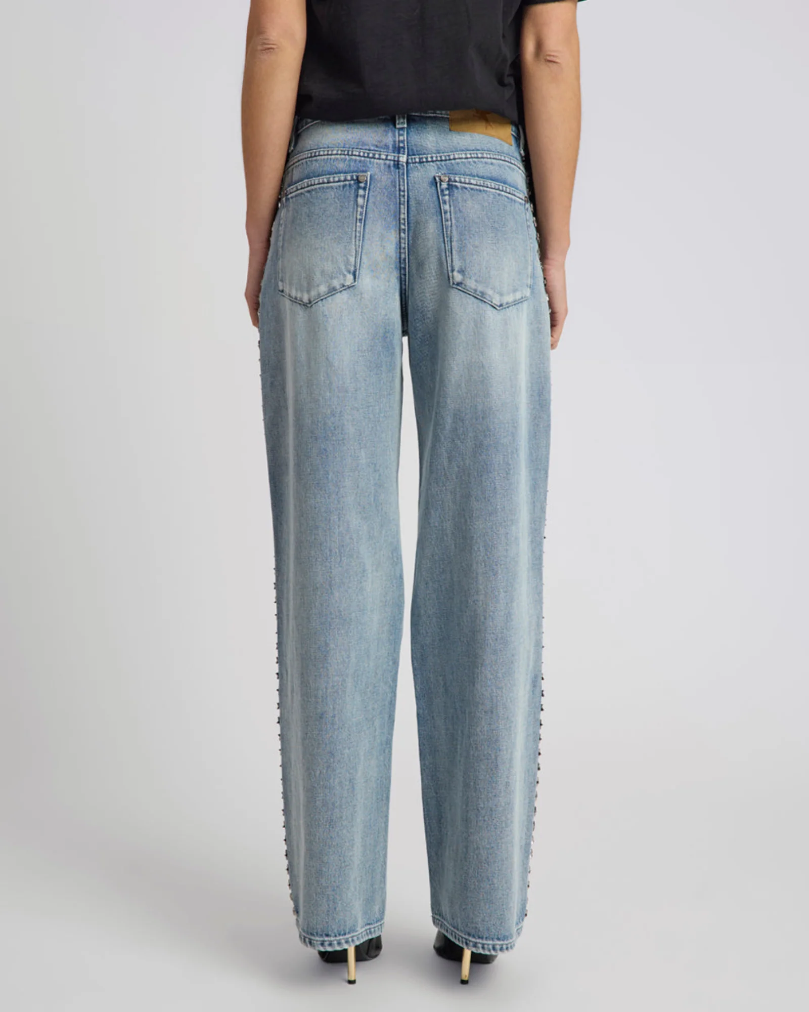 25th Anniversary Jackson Mid Waist Wide Leg Studded Denim Jeans - Salty Dog - Image 8