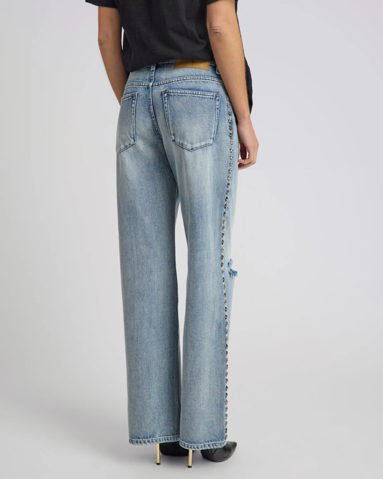 25th Anniversary Jackson Mid Waist Wide Leg Studded Denim Jeans - Salty Dog - Image 9