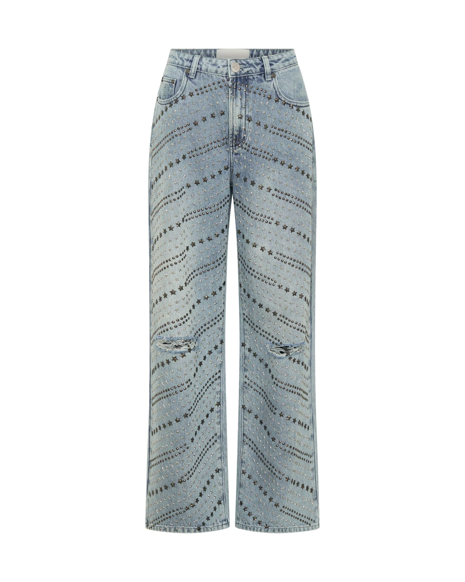 25th Anniversary Limited Edition Jackson Mid Waist Wide Leg Studded Denim Jeans - Salty Dog - Image 14