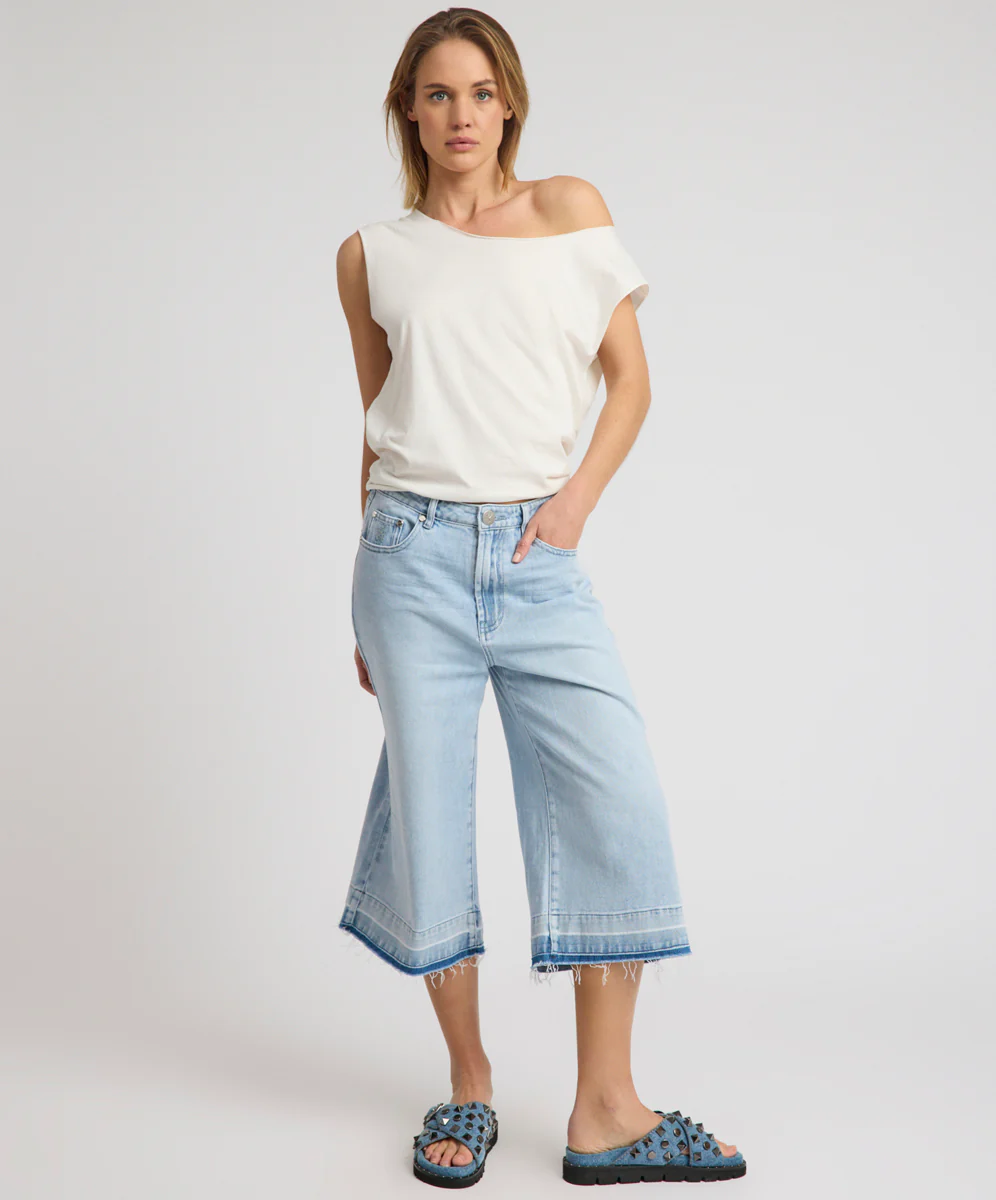 720'S Mid Waist Super Long Length Boyfriend Denim Jorts - Blue Latte - Image 2