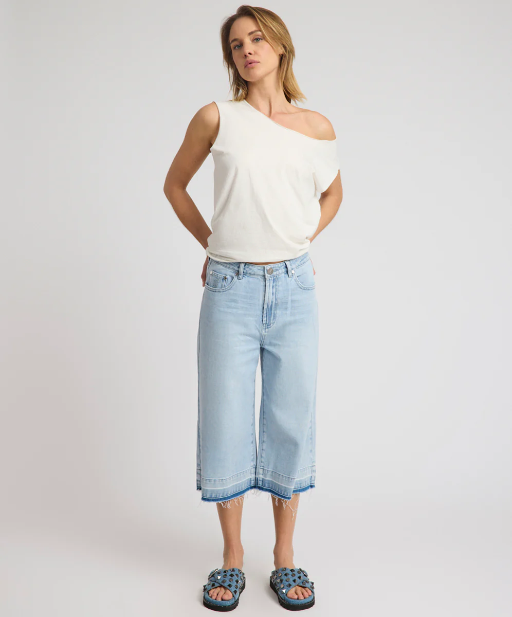 720'S Mid Waist Super Long Length Boyfriend Denim Jorts - Blue Latte - Image 9
