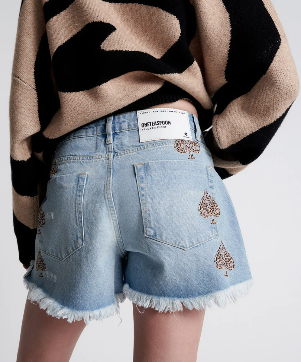 Truckers Mid Waist Relaxed Denim Shorts - Best Blue - Image 5