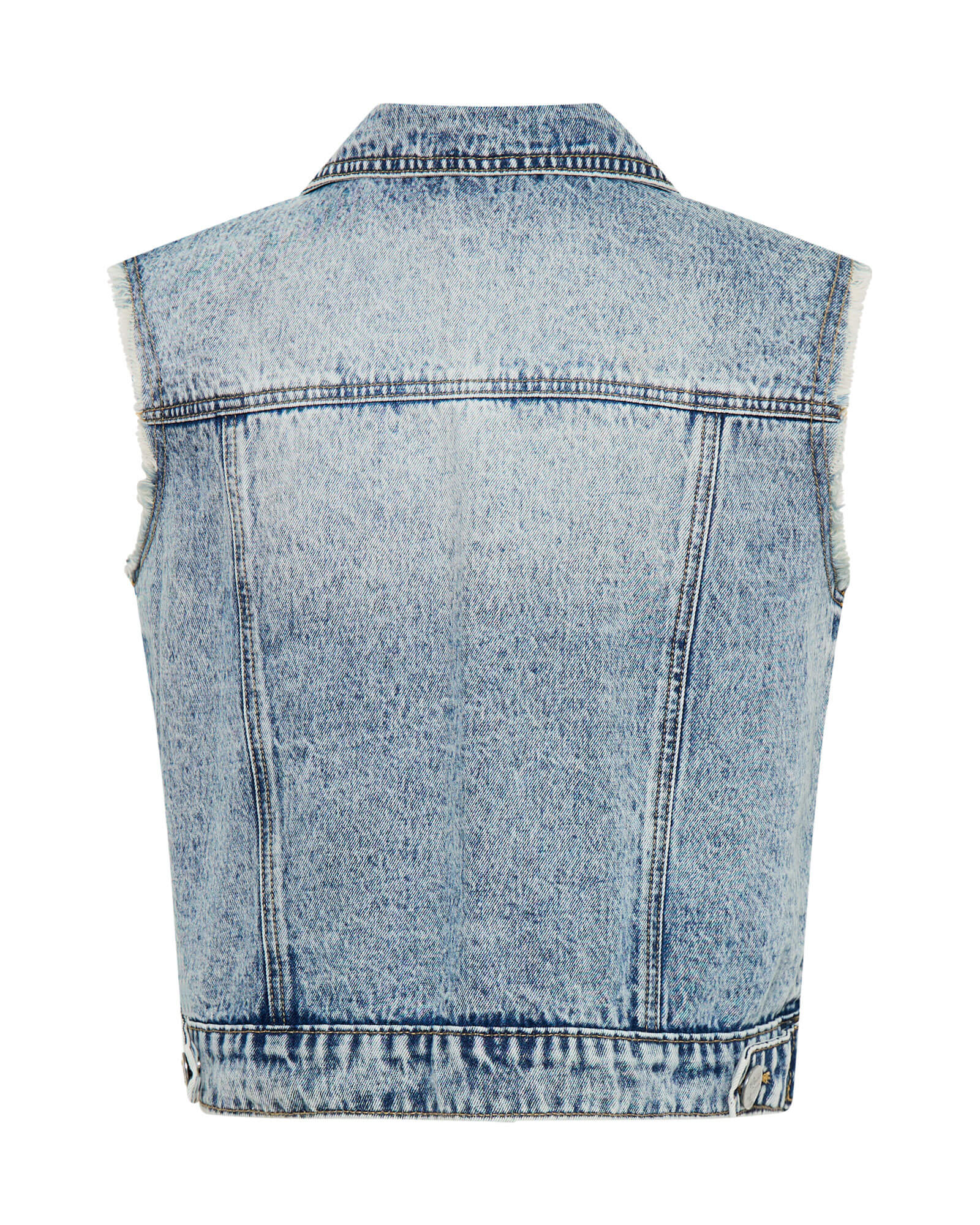 Cropped Denim Trucker Denim Vest - Acid Blue - Image 7