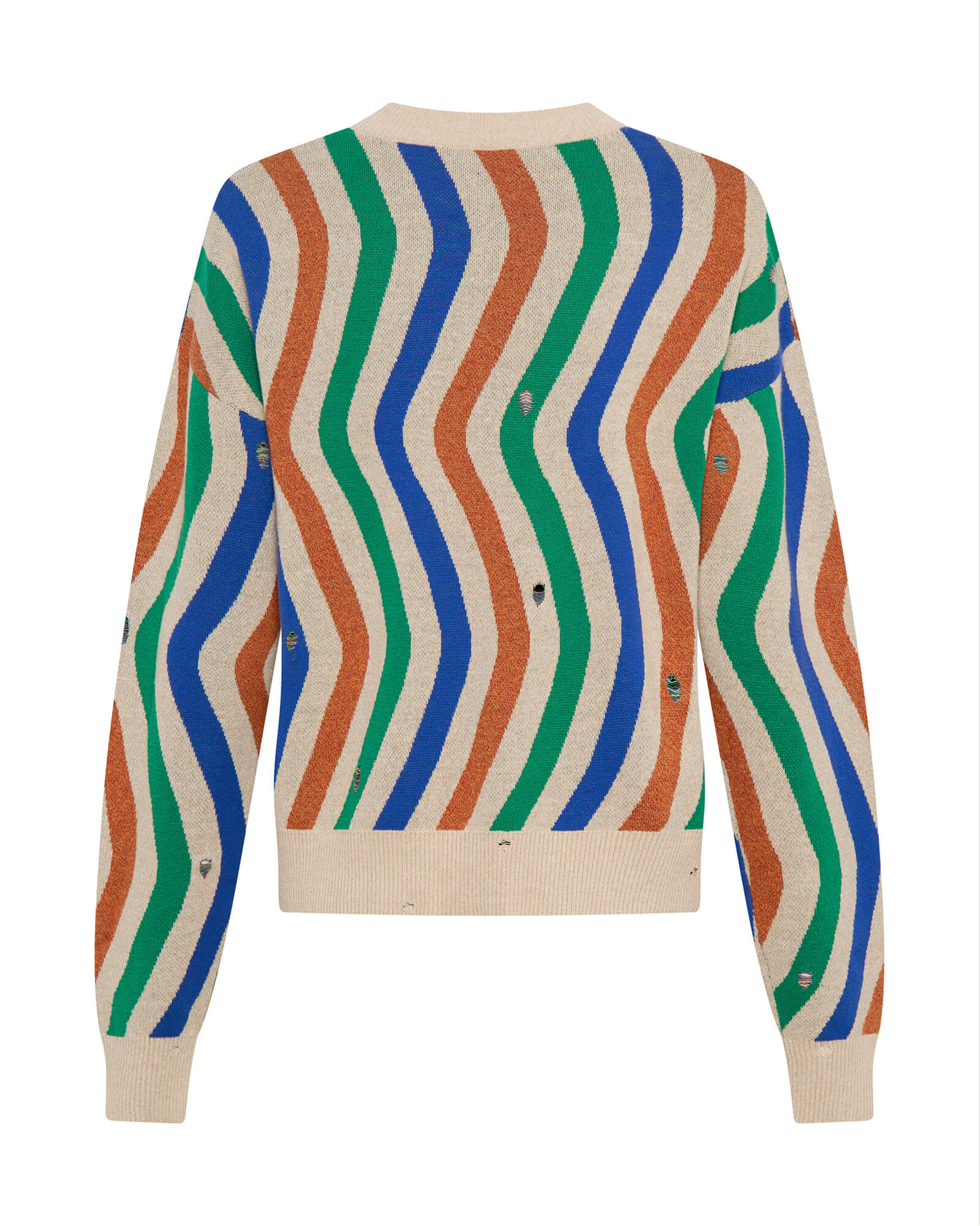 Acid Trip Knitted Wool Sweater - Striped Cream - Image 7