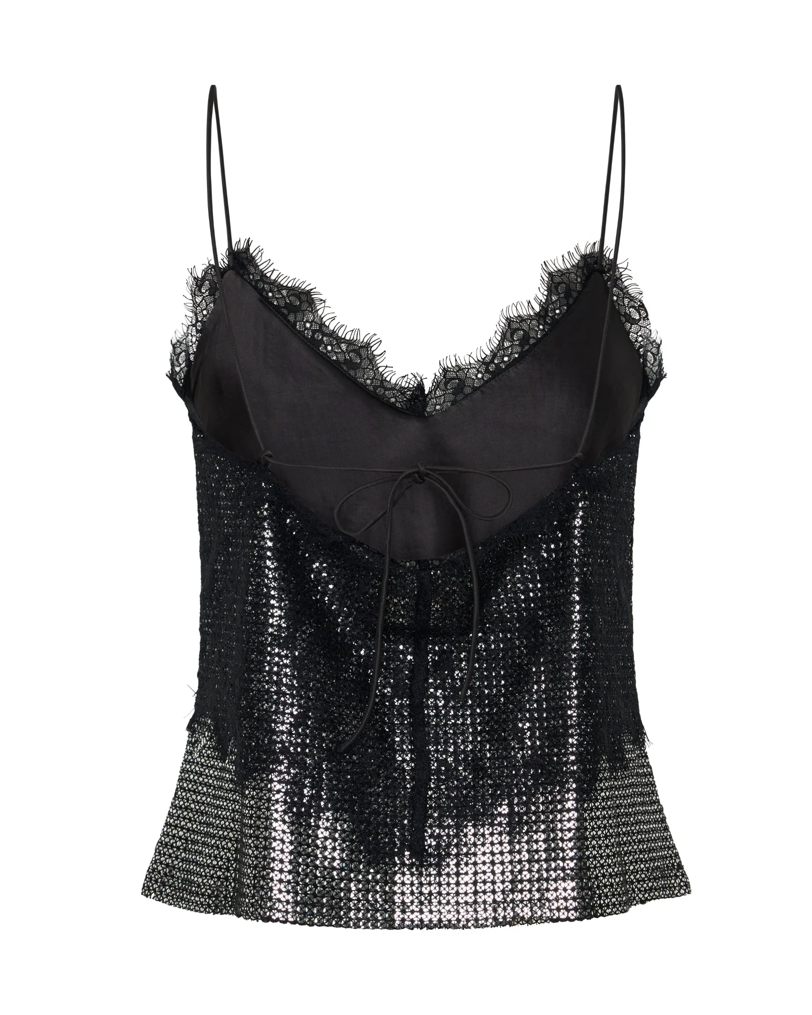 Afterparty Sequin Cami Top - Silver & Black Lace - Image 6