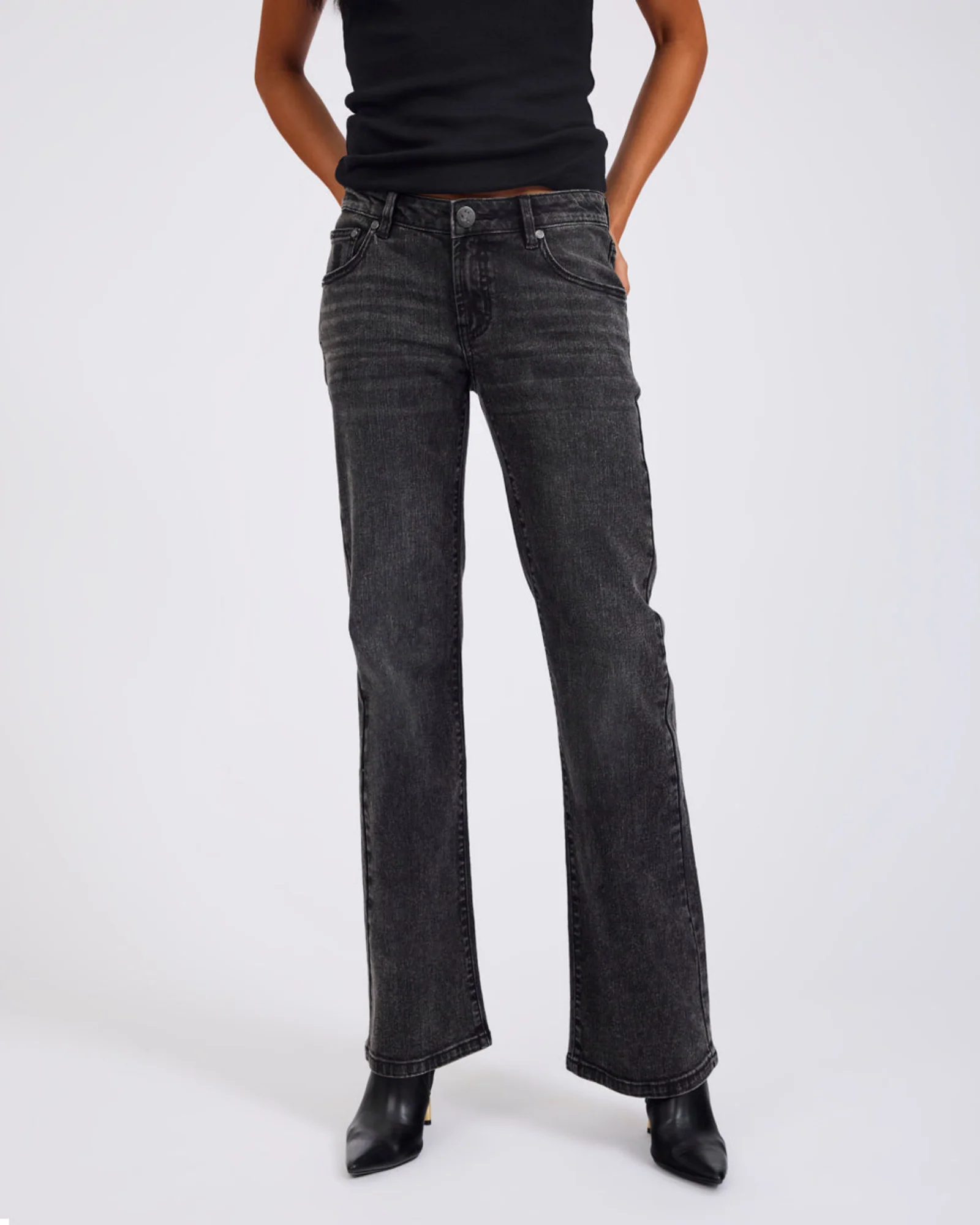 Alice Low Waist Bootcut Denim Jeans - Washed Black - Image 3