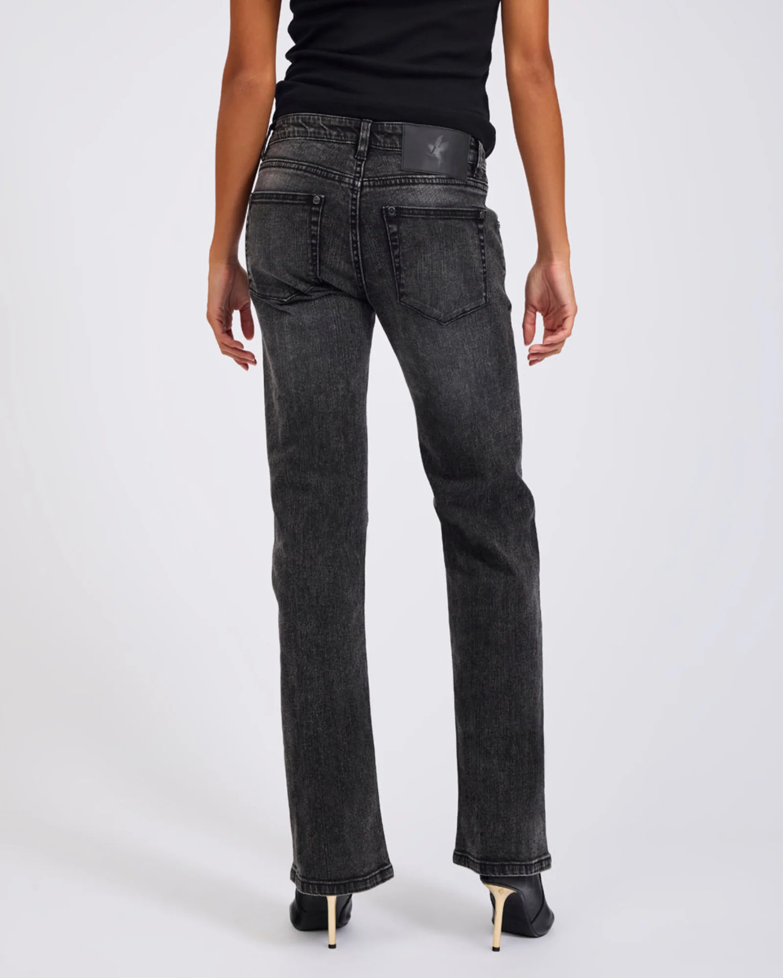 Alice Low Waist Bootcut Denim Jeans - Washed Black - Image 5