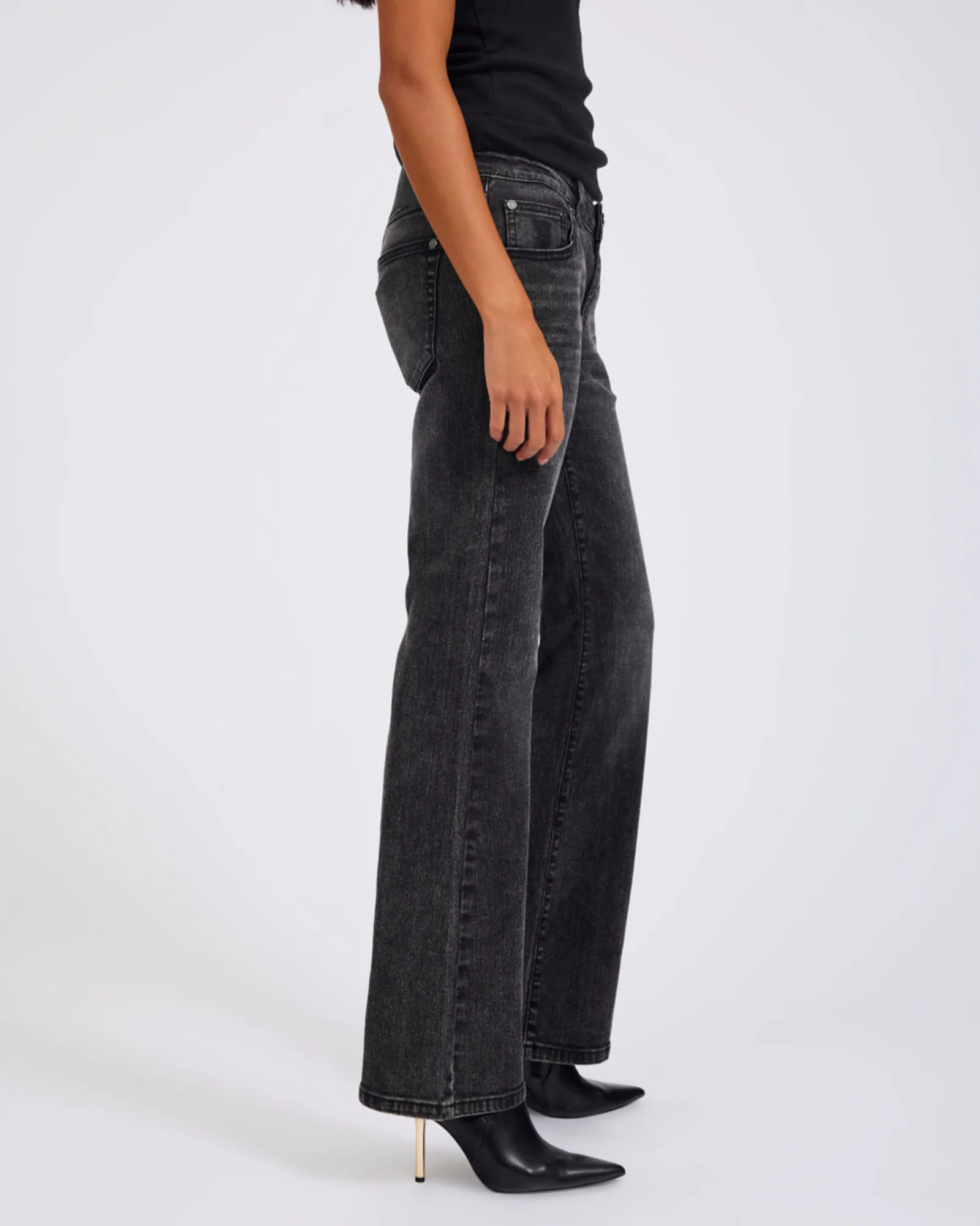 Alice Low Waist Bootcut Denim Jeans - Washed Black - Image 6