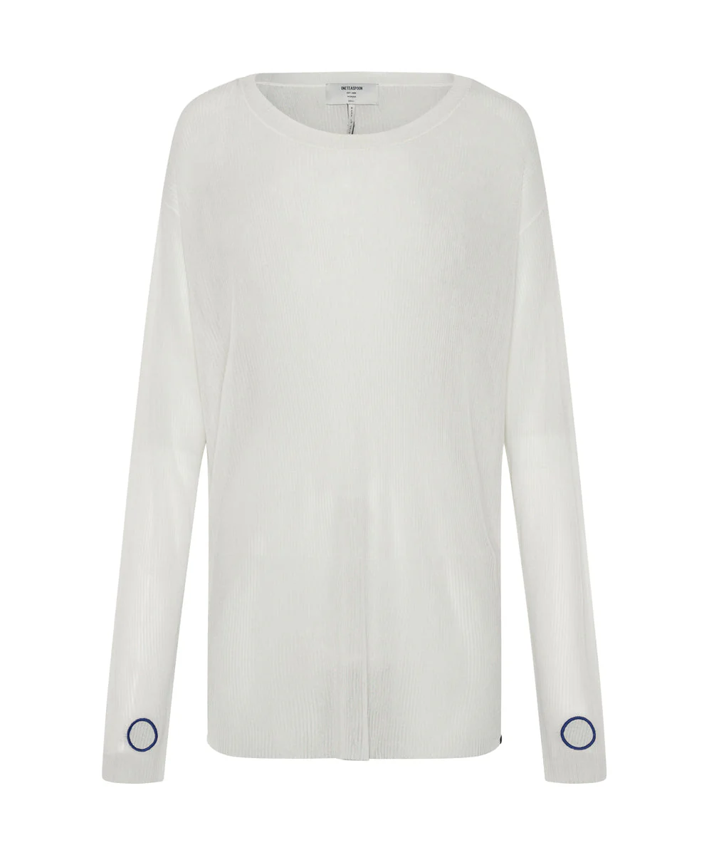 Amity Sheer Rib Knit Top - Off White - Image 5