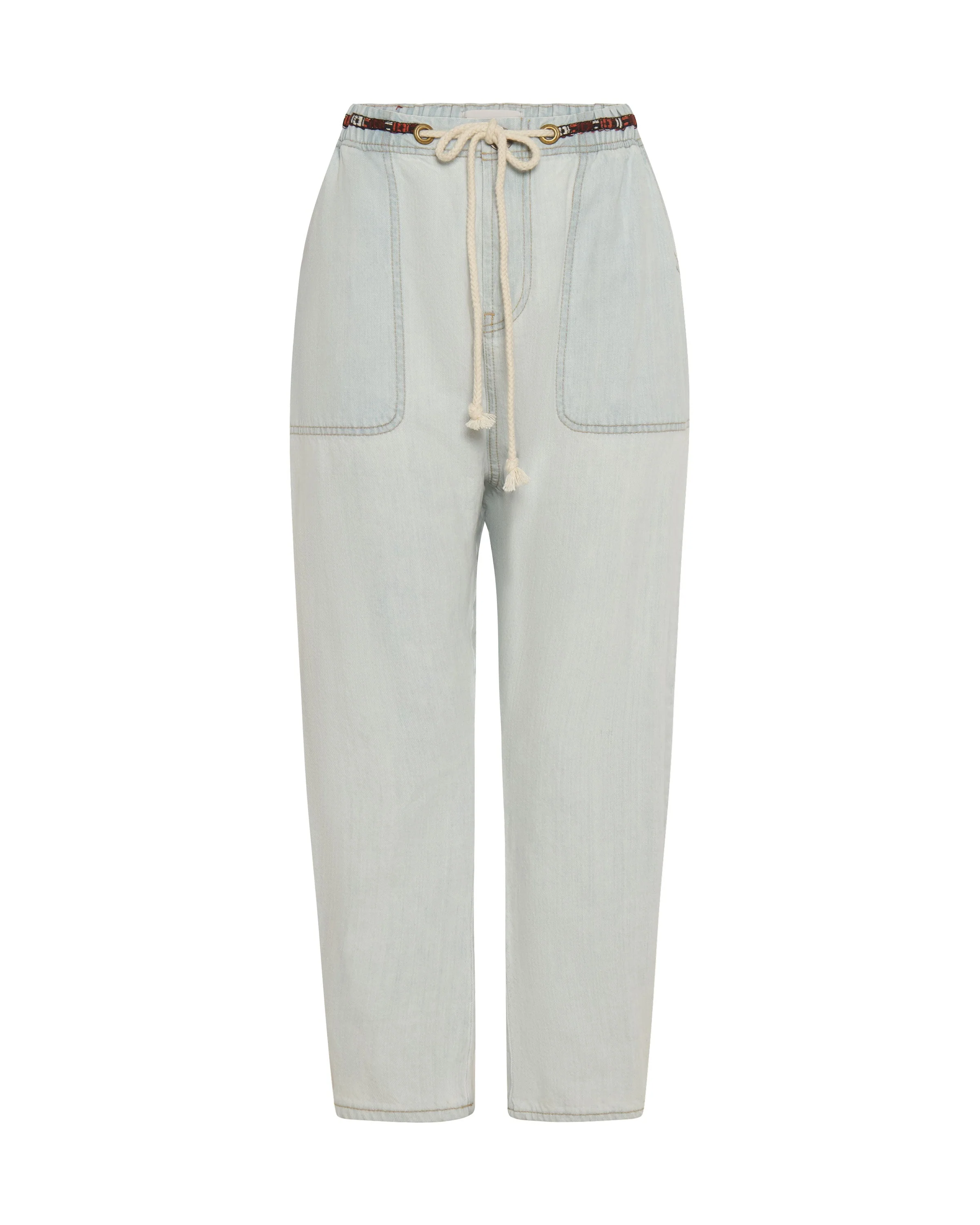 Shabbies Low Waist Drawstring Boyfriend Denim Jeans - Angel Blue - Image 6