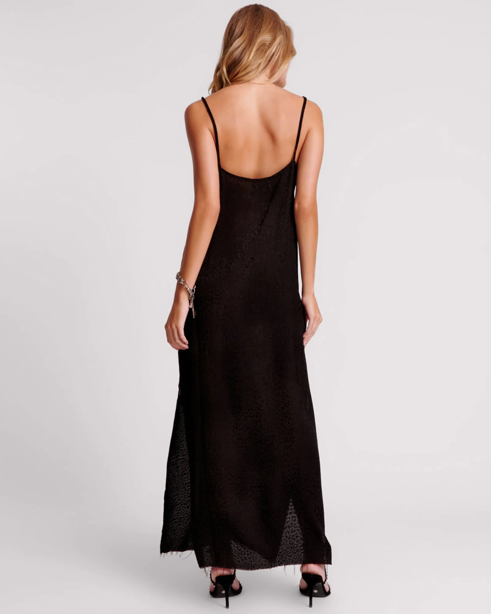 Animal Jaquard Maxi Slip Maxi Dress - Black - Image 3