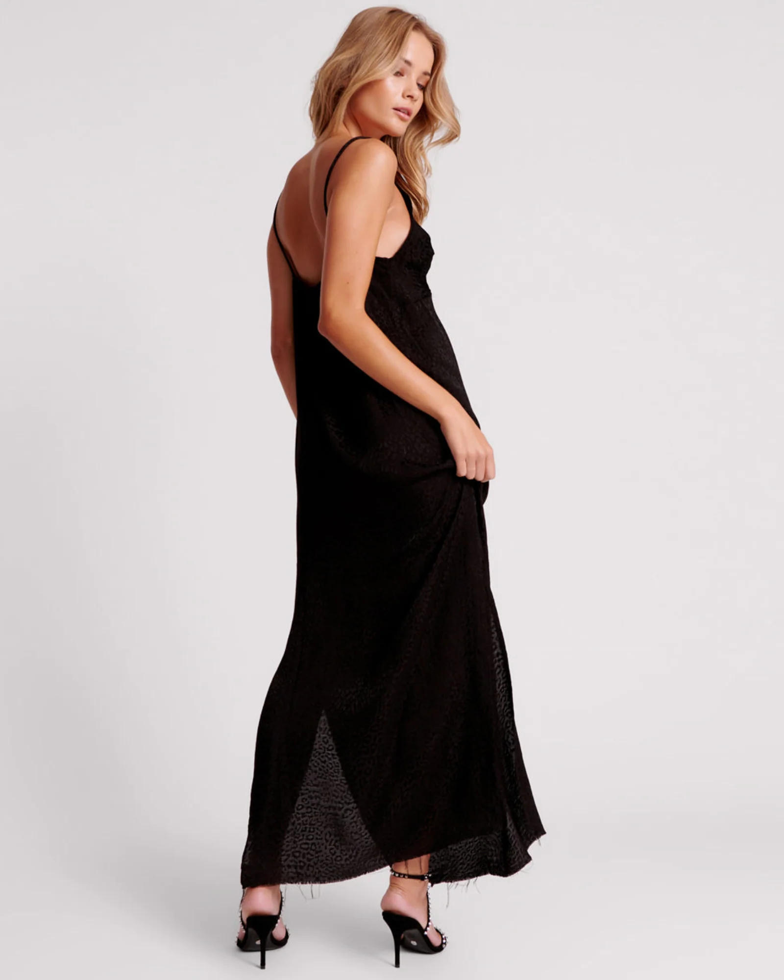 Animal Jaquard Maxi Slip Maxi Dress - Black - Image 4