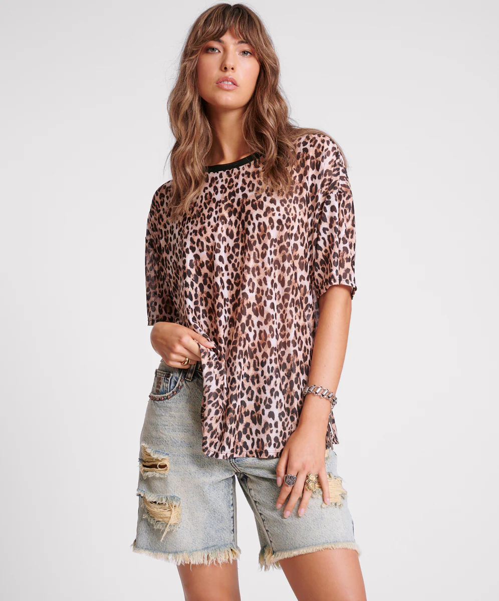 Printed Mesh Tee - Animal