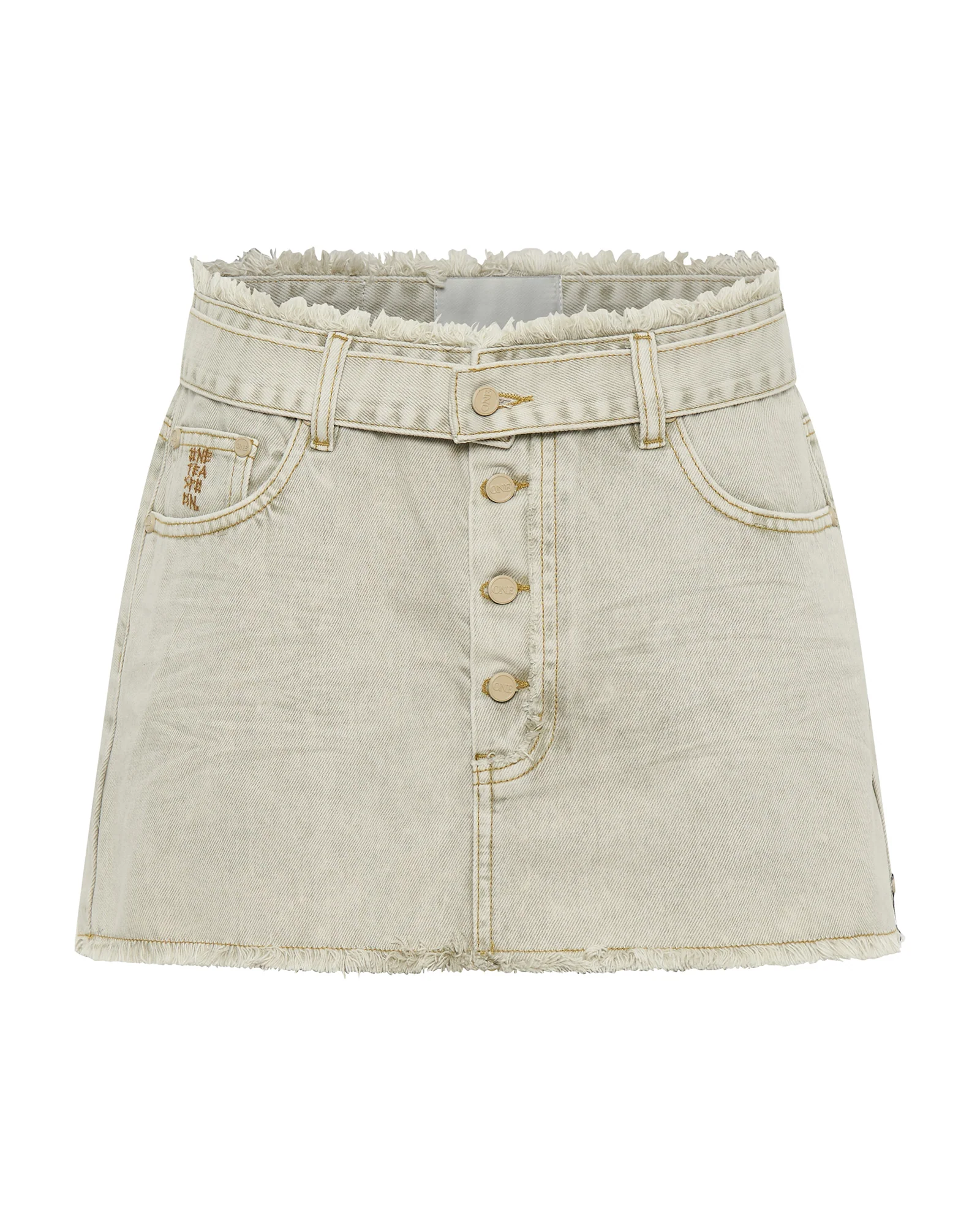 Max Belted Low Waist Denim Mini Skirt - Antique Khaki - Image 6