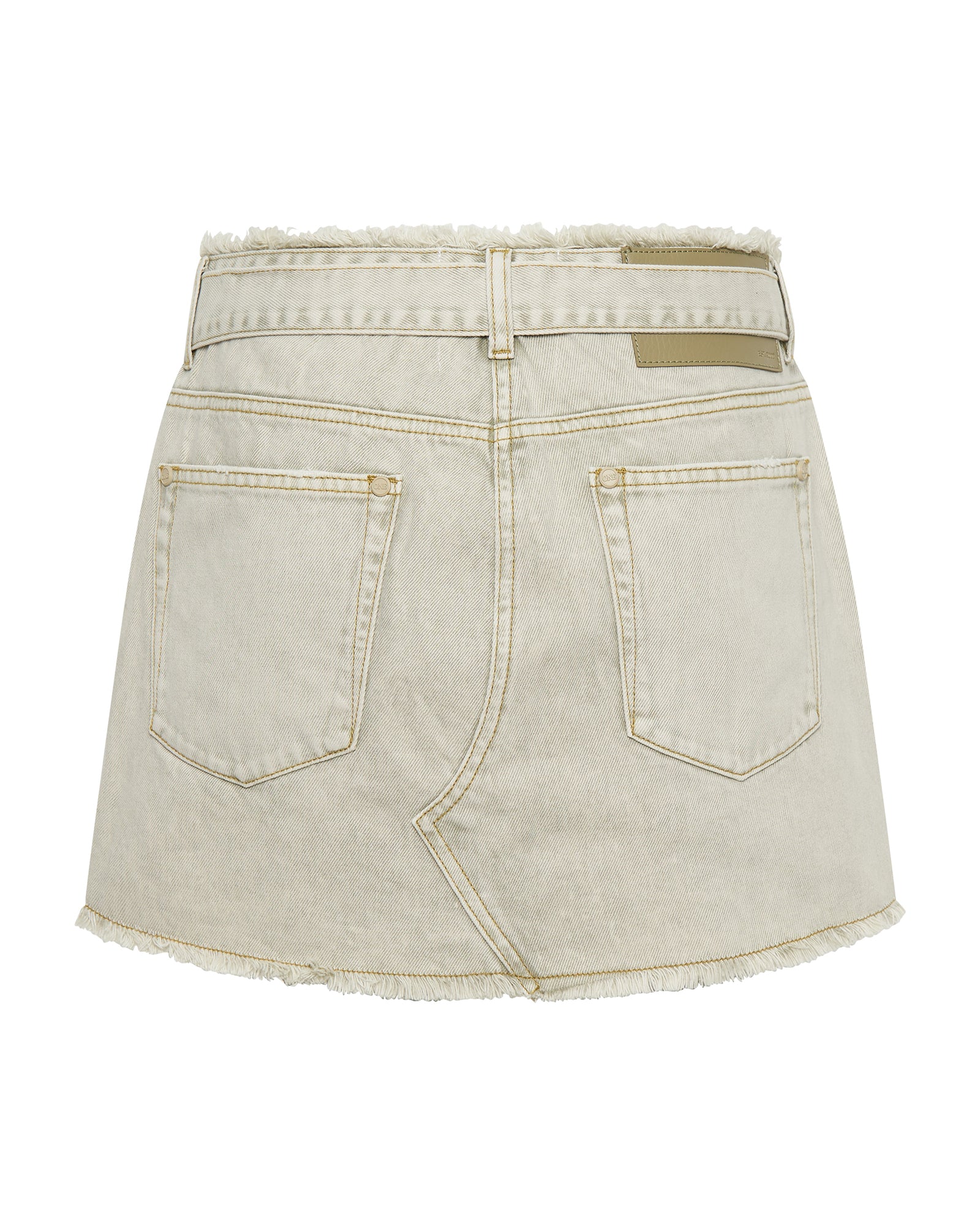 Max Belted Low Waist Denim Mini Skirt - Antique Khaki - Image 7