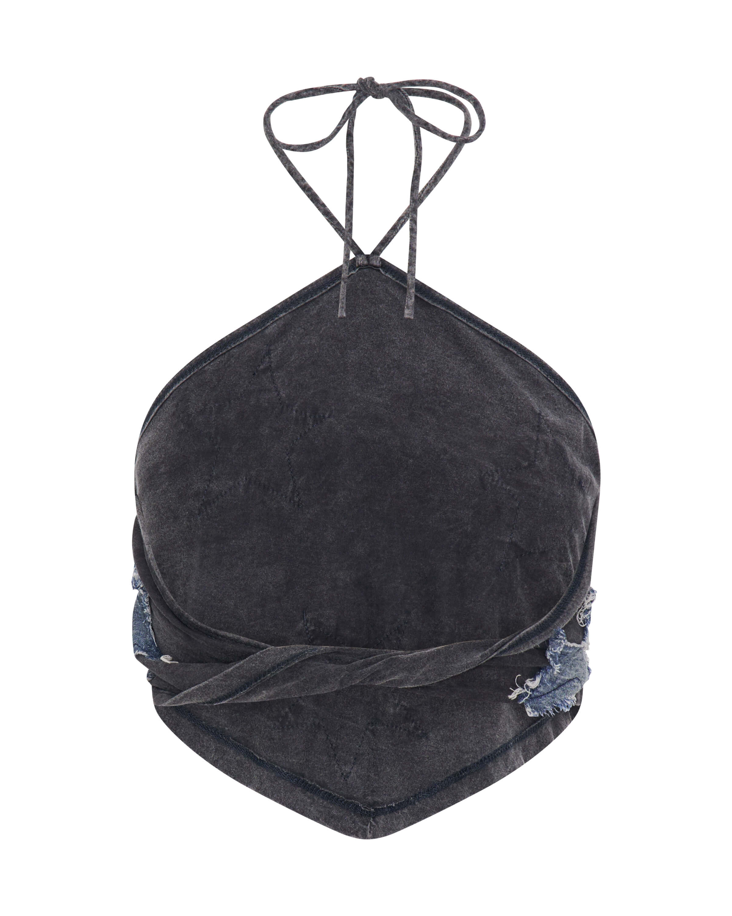 Applique Star Halter Crop Top - Washed Black - Image 7
