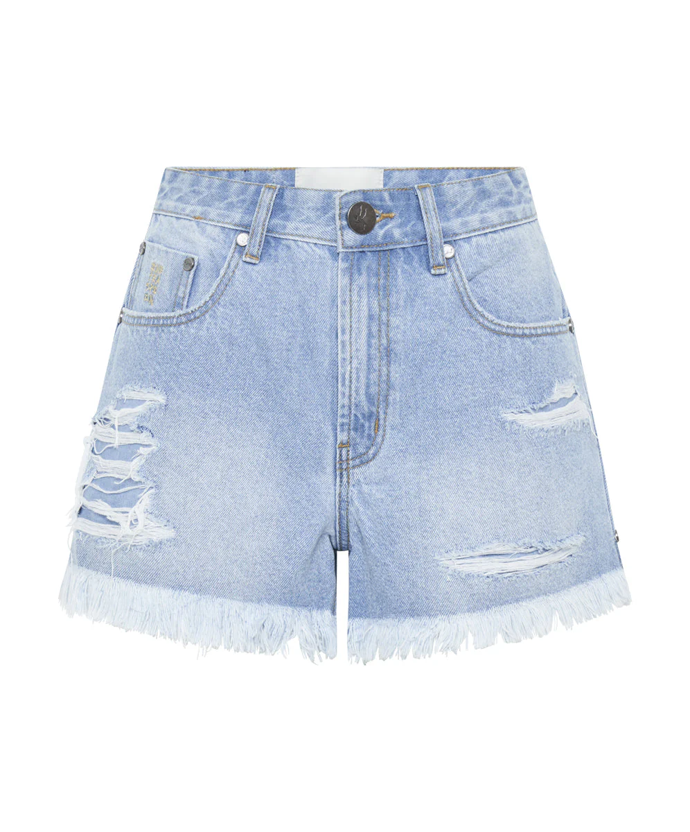 Bonitas High Waist Denim Shorts - Arctic Blue - Image 6