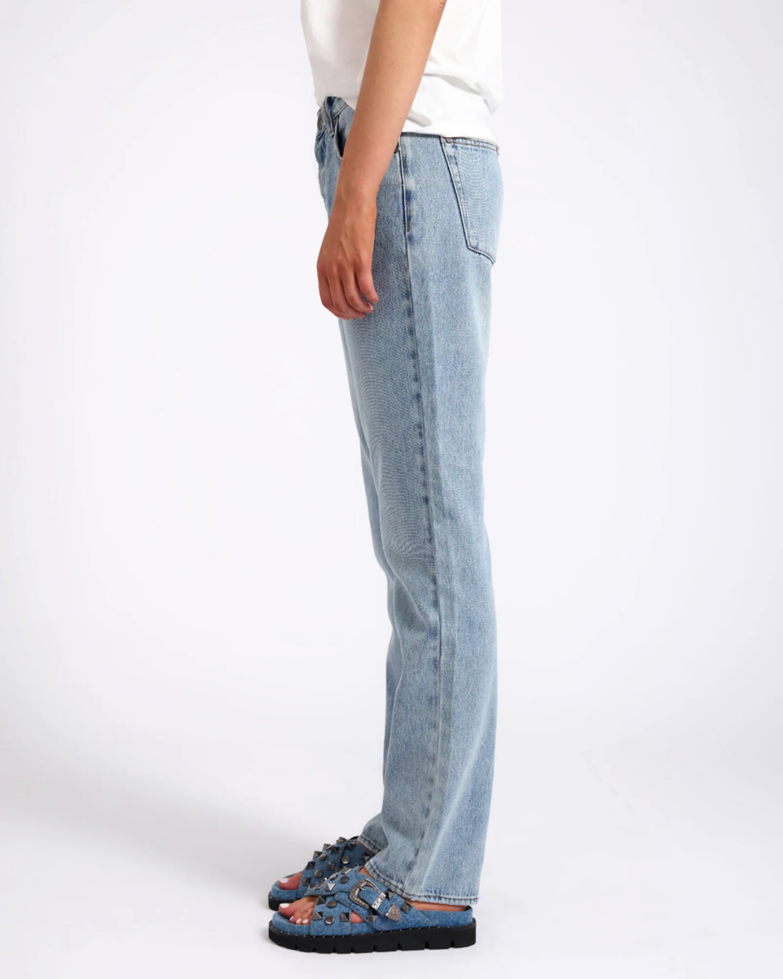 Austins Mid Waist Relaxed Straight Leg Jeans - Misty Blue - Image 5