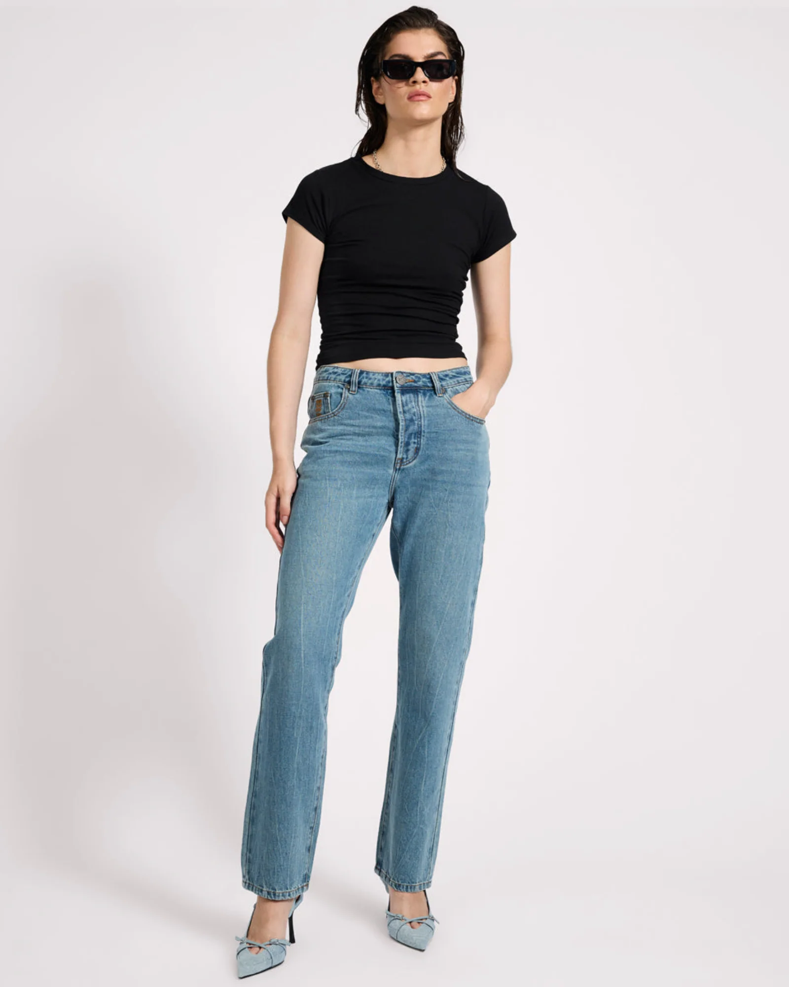 Austins Mid Waist Relaxed Straight Leg Jeans - Blue Crush - Image 7