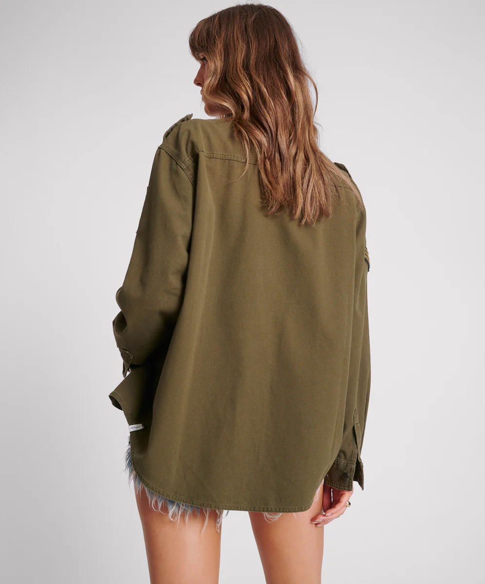 Aviator Eagle Cotton Shirt - Khaki - Image 3