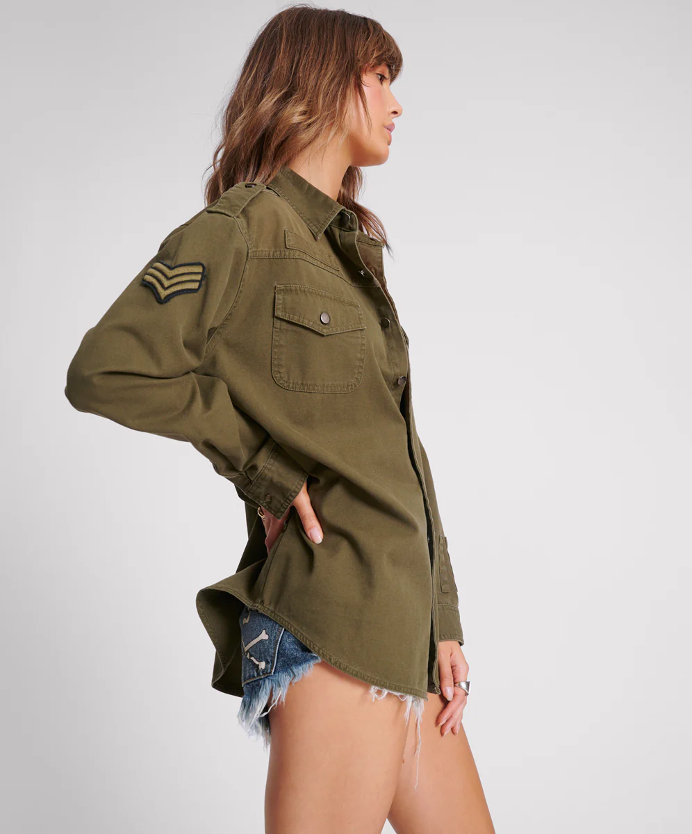 Aviator Eagle Cotton Shirt - Khaki - Image 4