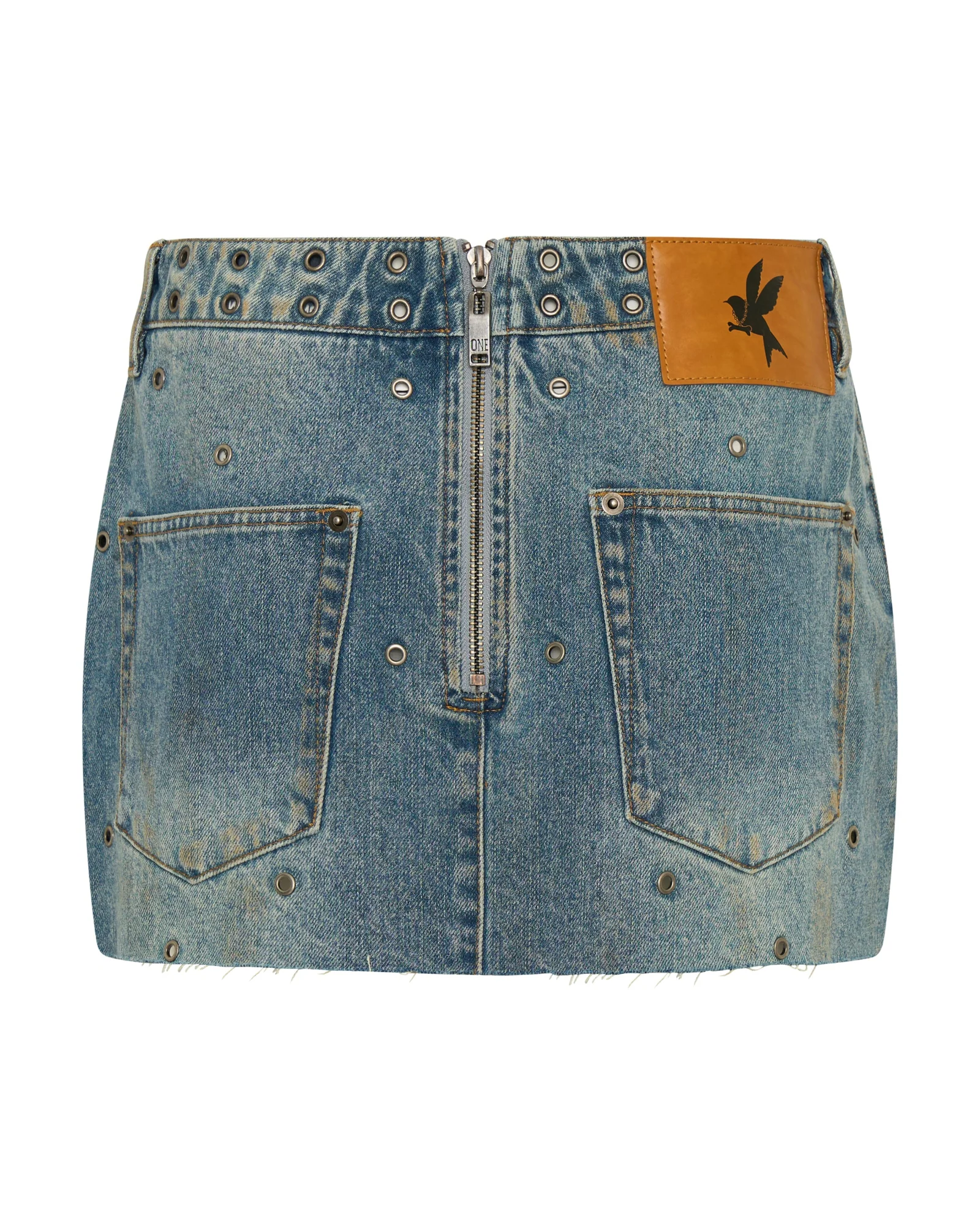 Axel Star Low Waist Micro Mini Denim Skirt - Used Blue - Image 13
