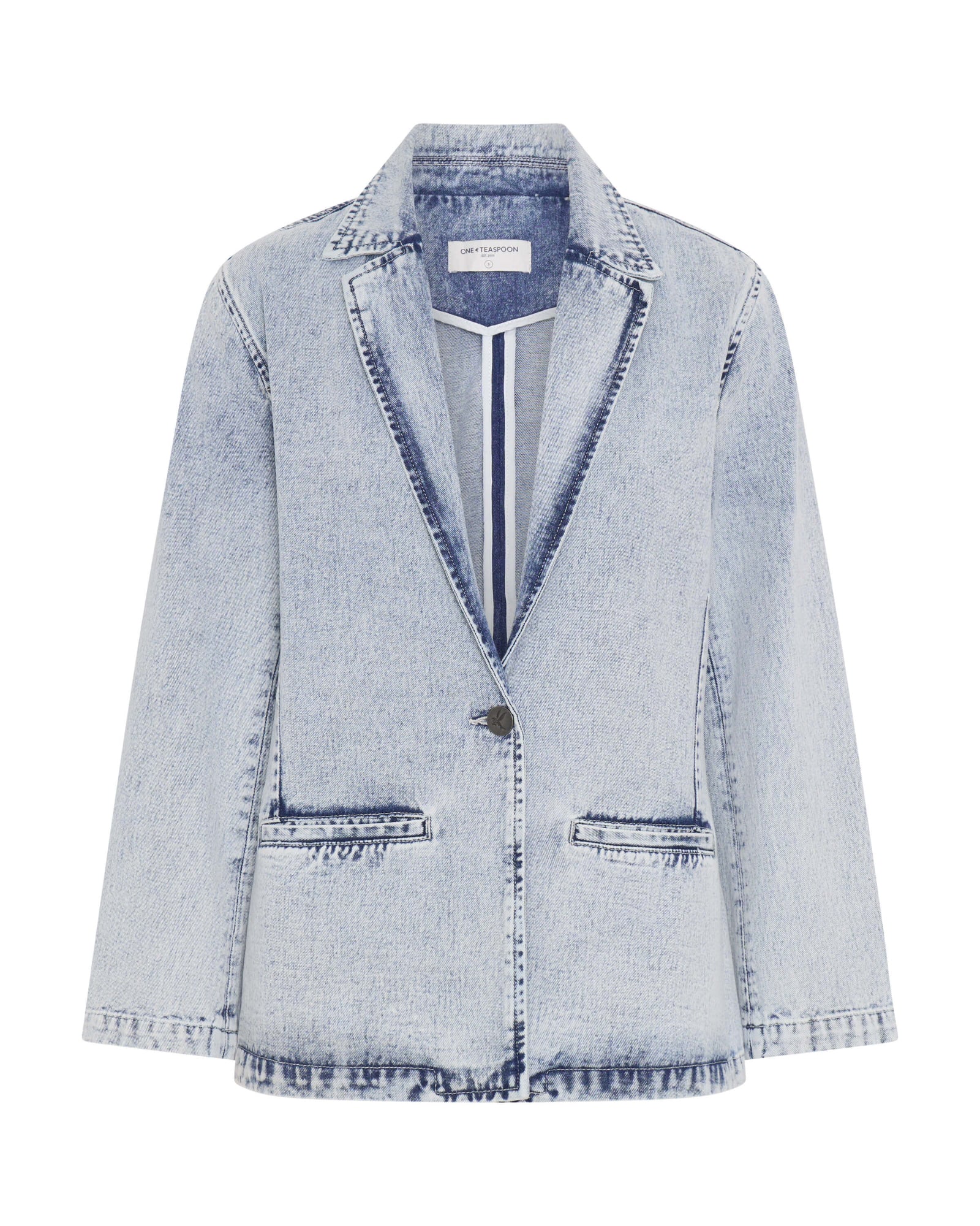 Boyfriend Denim Blazer - Bahama Blue - Image 6