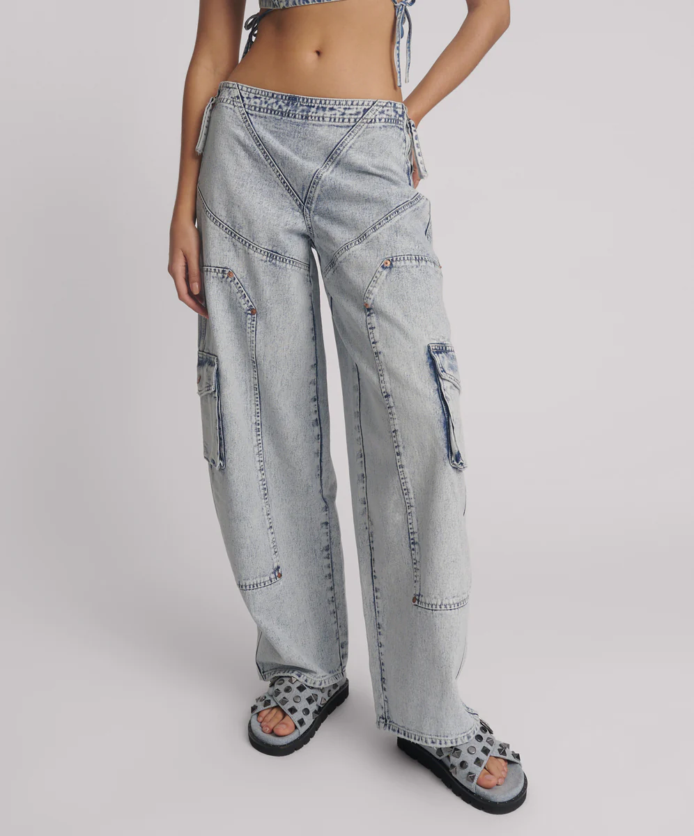 Ravens High Waist Barrel Leg Denim Jeans  - Bahama Blue - Image 2