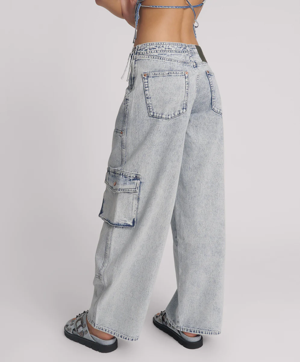 Ravens High Waist Barrel Leg Denim Jeans  - Bahama Blue - Image 3