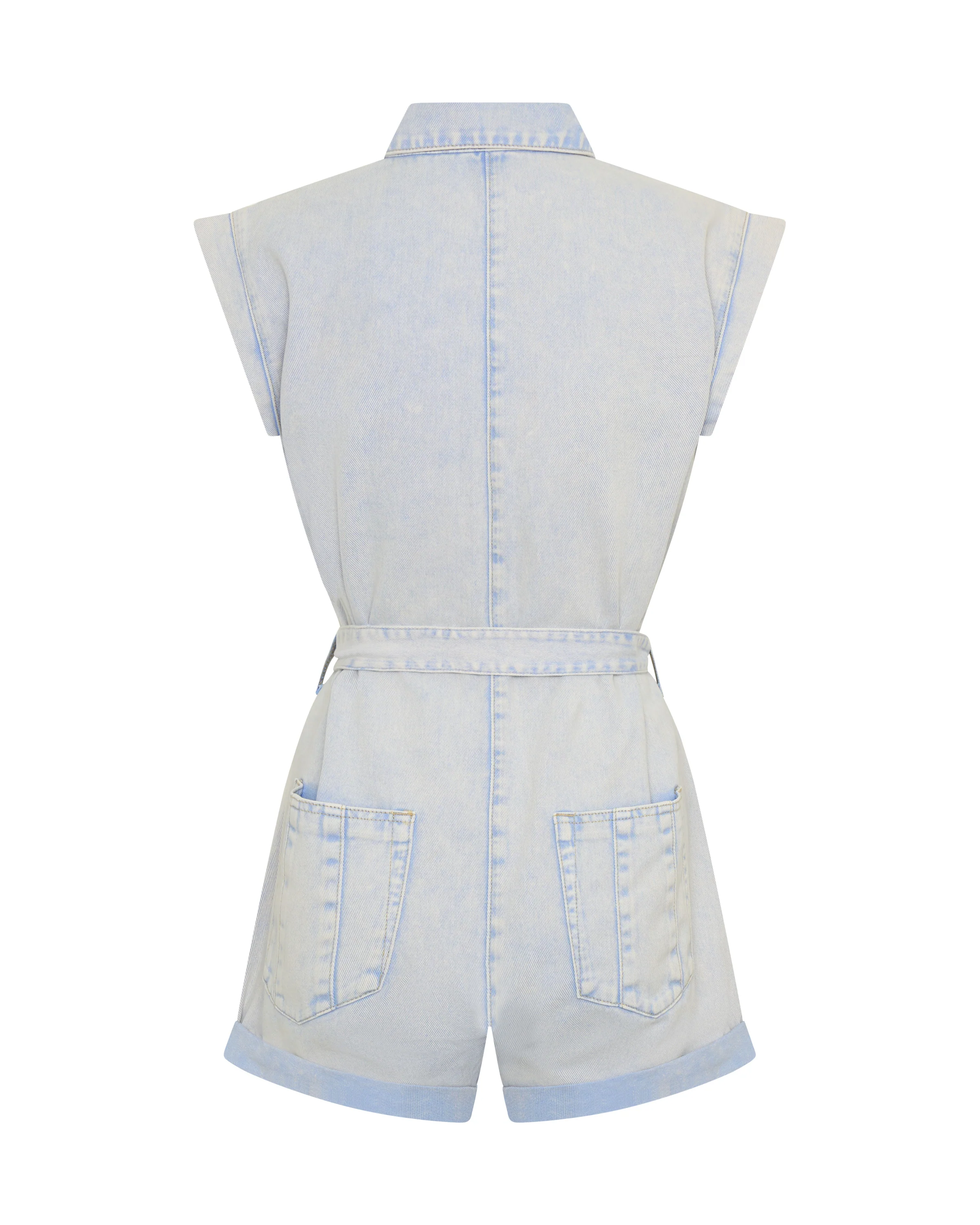 Bandit Aviator Mini Denim Jumpsuit - Lavender Blue - Image 14