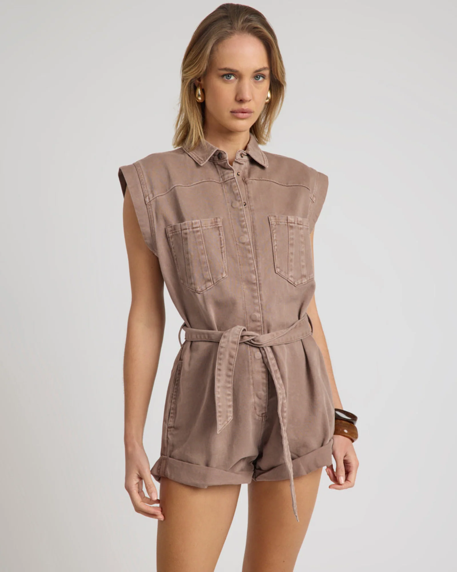 Bandit Aviator Mini Denim Jumpsuit - Espresso Brown - Image 3