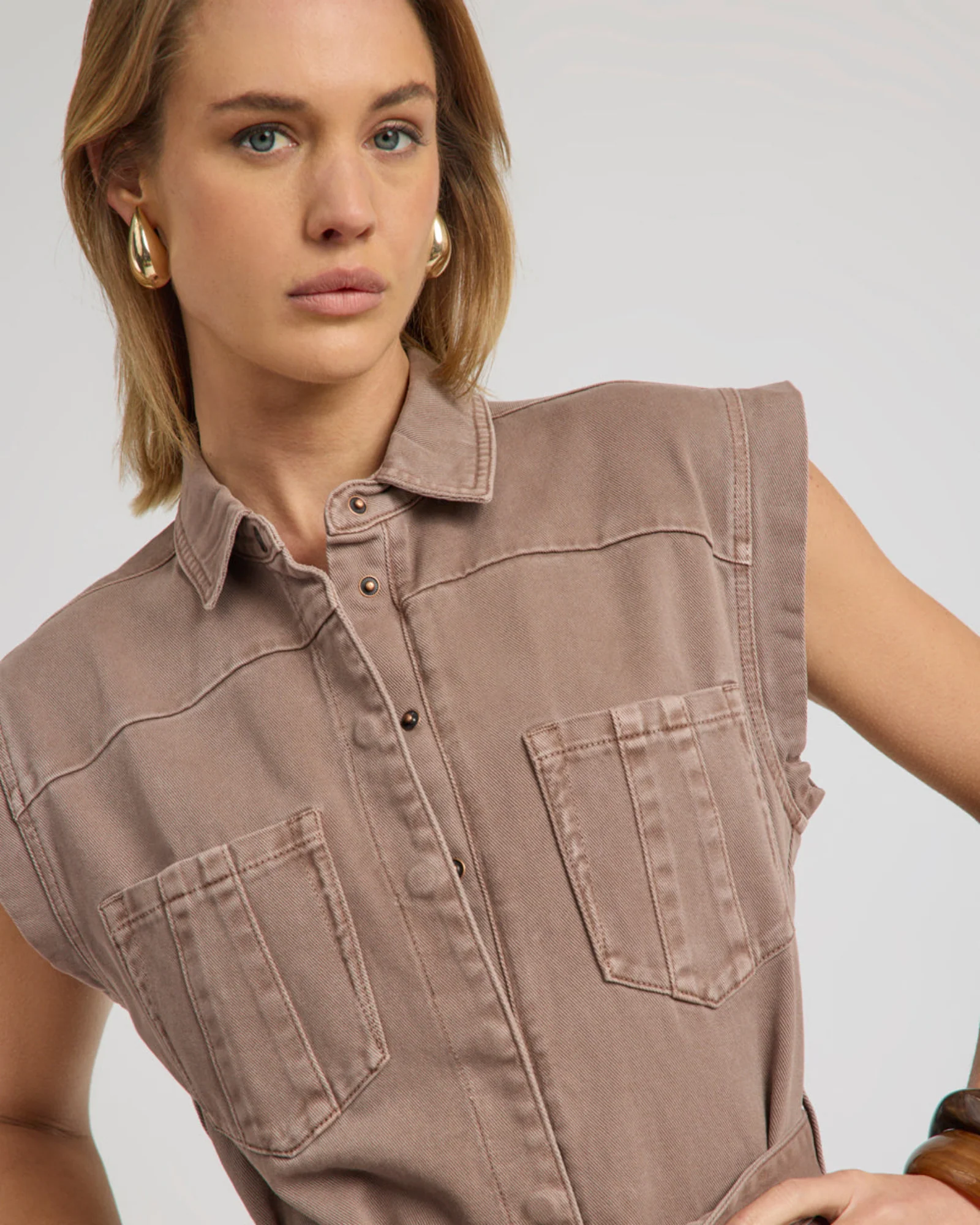 Bandit Aviator Mini Denim Jumpsuit - Espresso Brown - Image 8