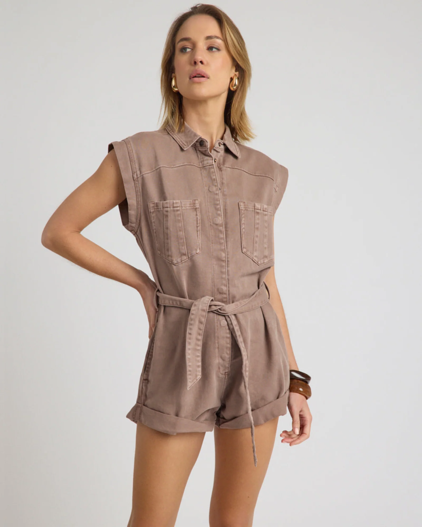 Bandit Aviator Mini Denim Jumpsuit - Espresso Brown - Image 9