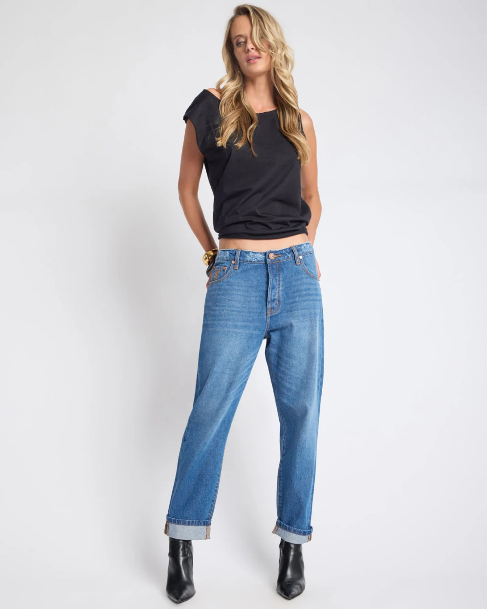 Bandits Low Waist Boyfriend Denim Jeans - Pacifica Blue - Image 9