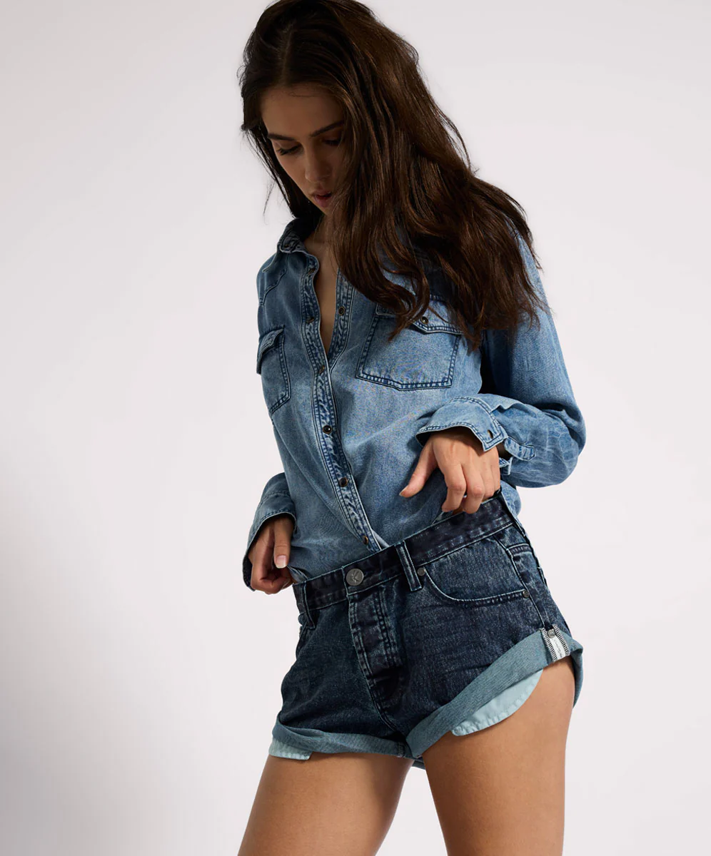 Bandits Low Waist Denim Shorts - Indigo Blue - Image 13