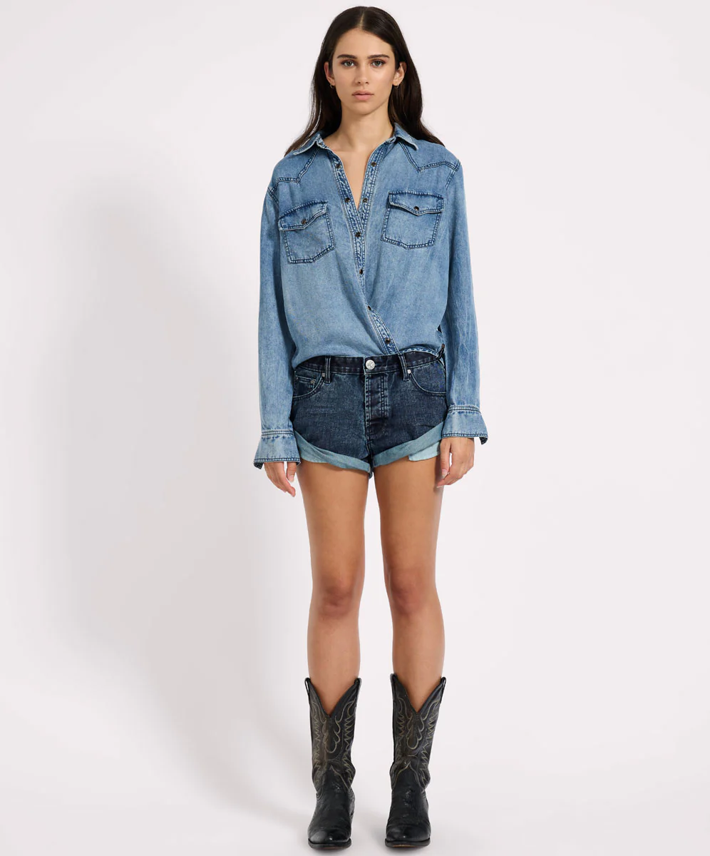 Bandits Low Waist Denim Shorts - Indigo Blue - Image 2
