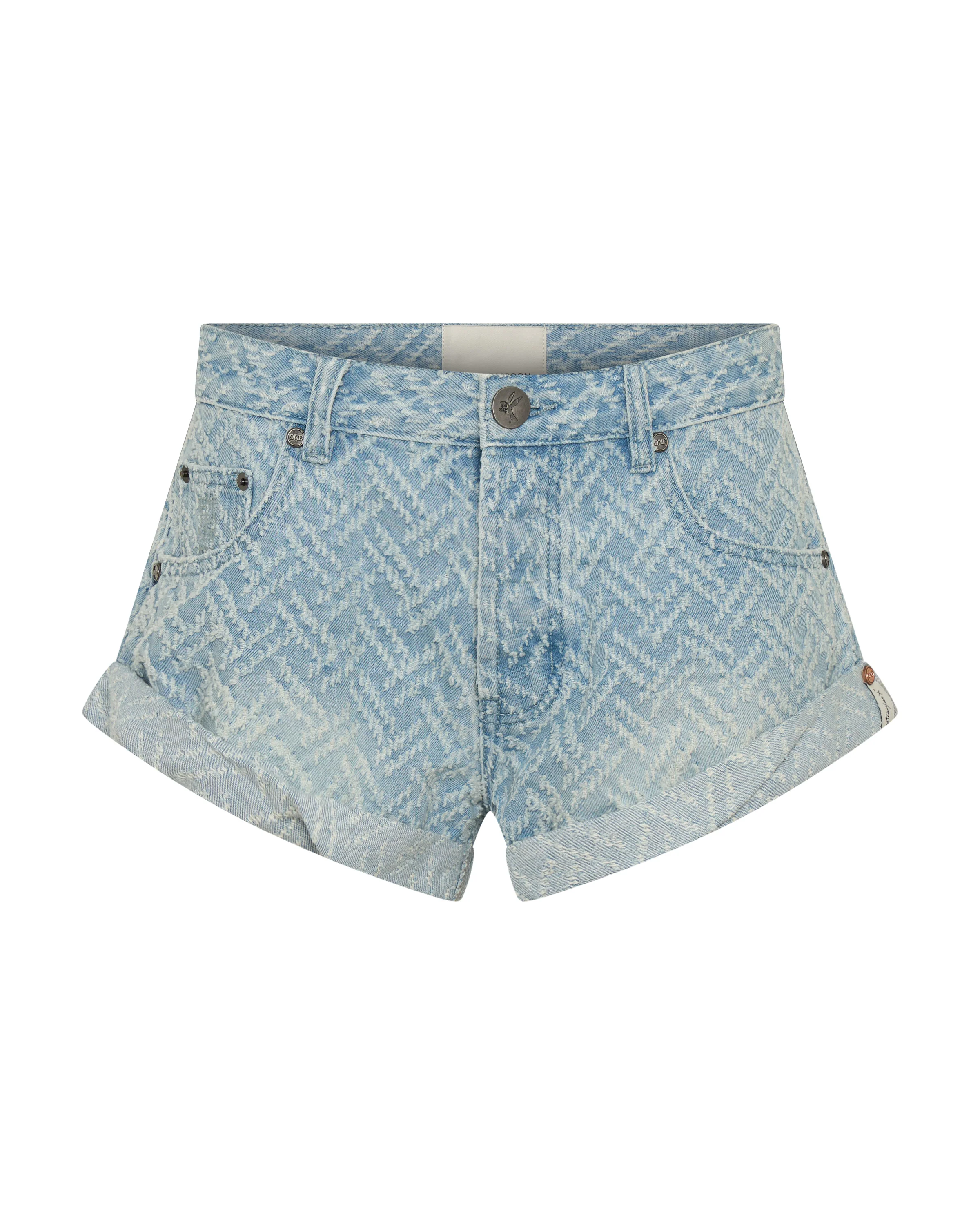 Bandits Low Waist Jacquard Denim Shorts - Chevron Blue - Image 12