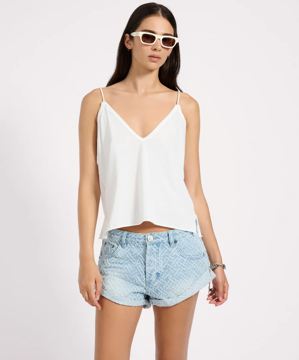 Bandits Low Waist Jacquard Denim Shorts - Chevron Blue - Image 3