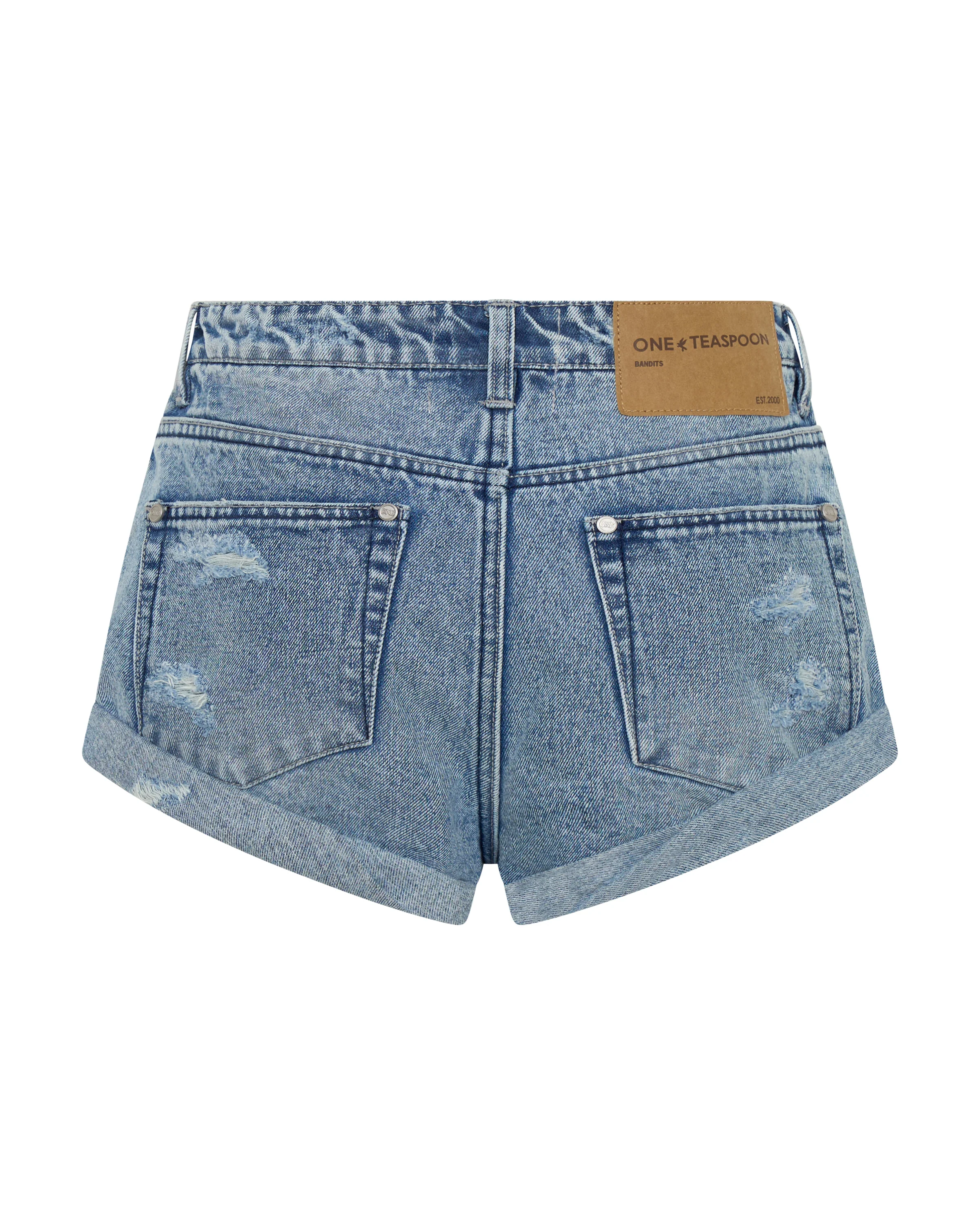 Long Bandits Low Waist Denim Shorts - Salty Dog Blue - Image 11