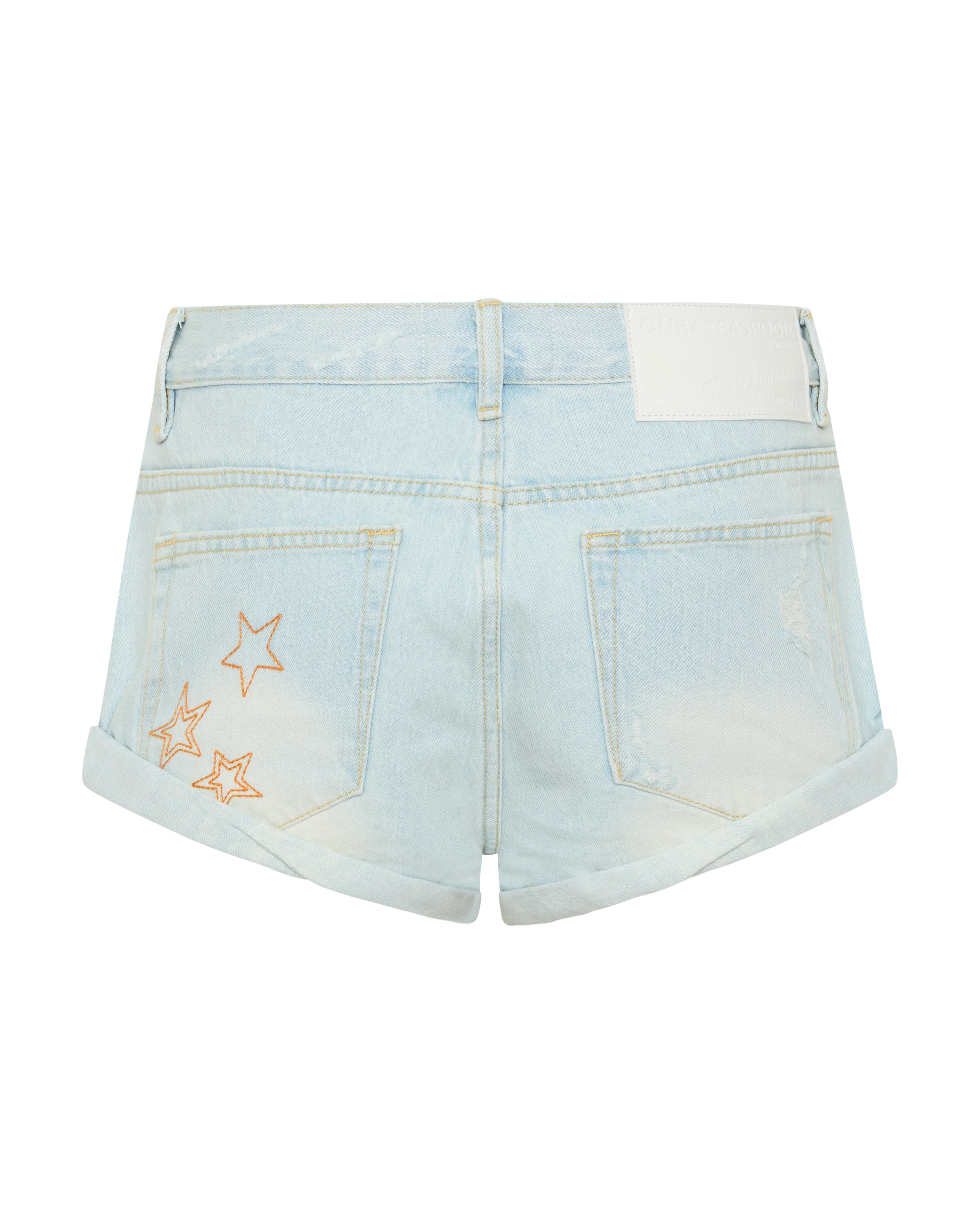 Bandits Low Waist Star Stitched Denim Shorts - Bel Air Blue - Image 10
