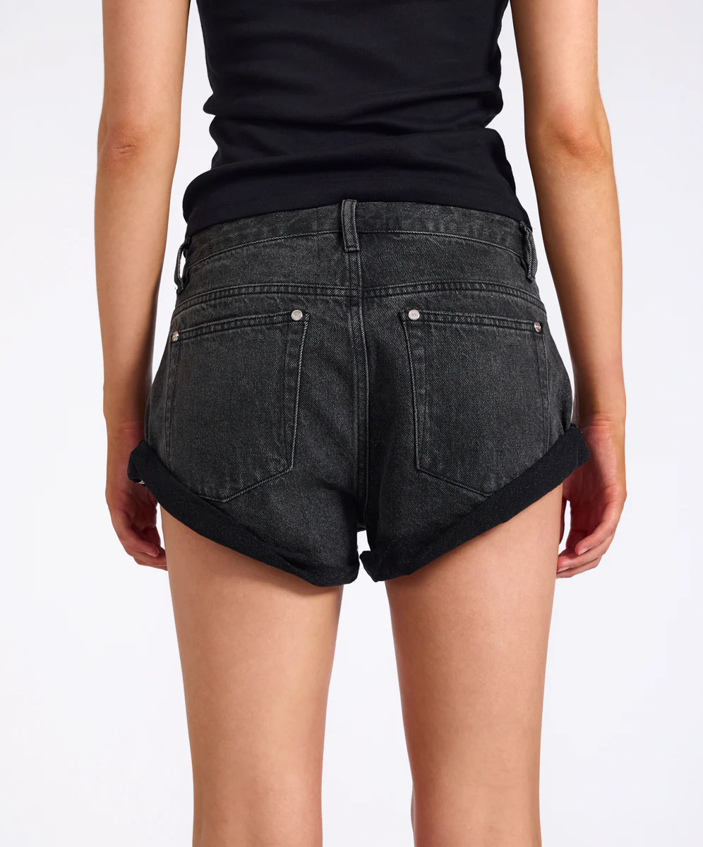 Bandits Low Waist Studded Denim Shorts - Washed Black - Image 7