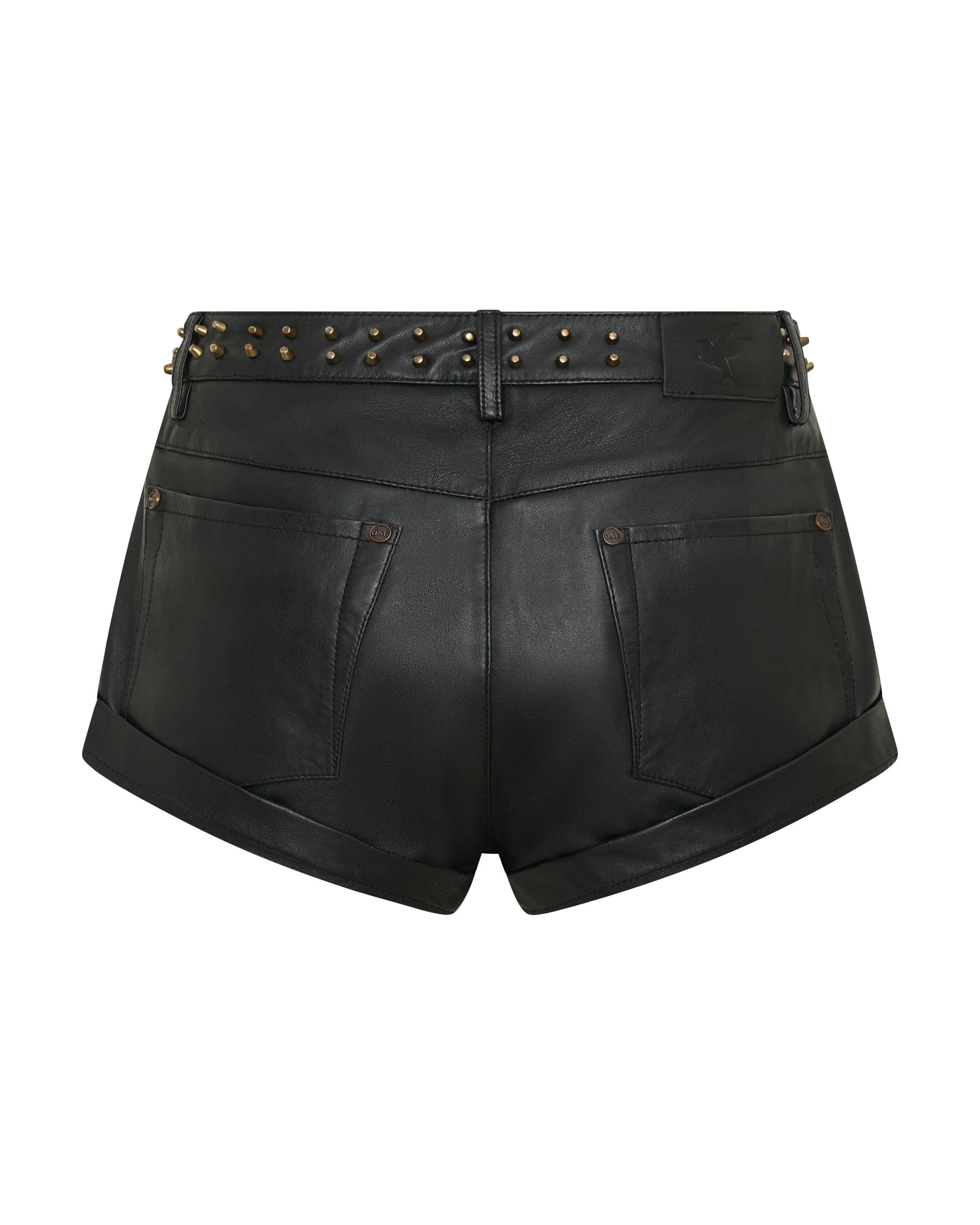 Bandits Low Waist Studded Zipped Leather Shorts - Black - Image 13