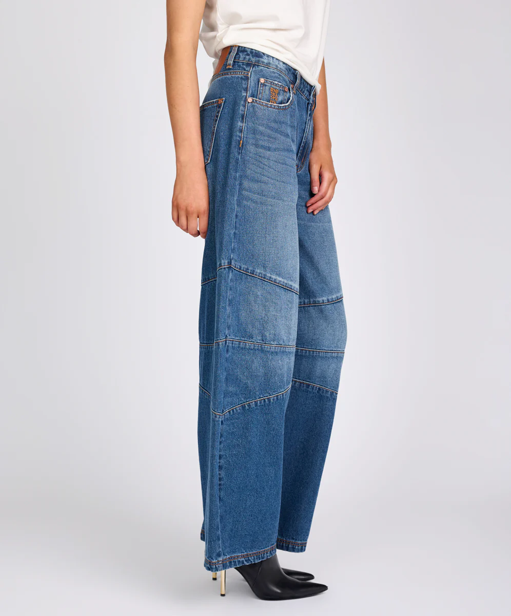 Barrel Mid Waist Wide Leg Denim Jeans - Deep Pacifica Blue - Image 7