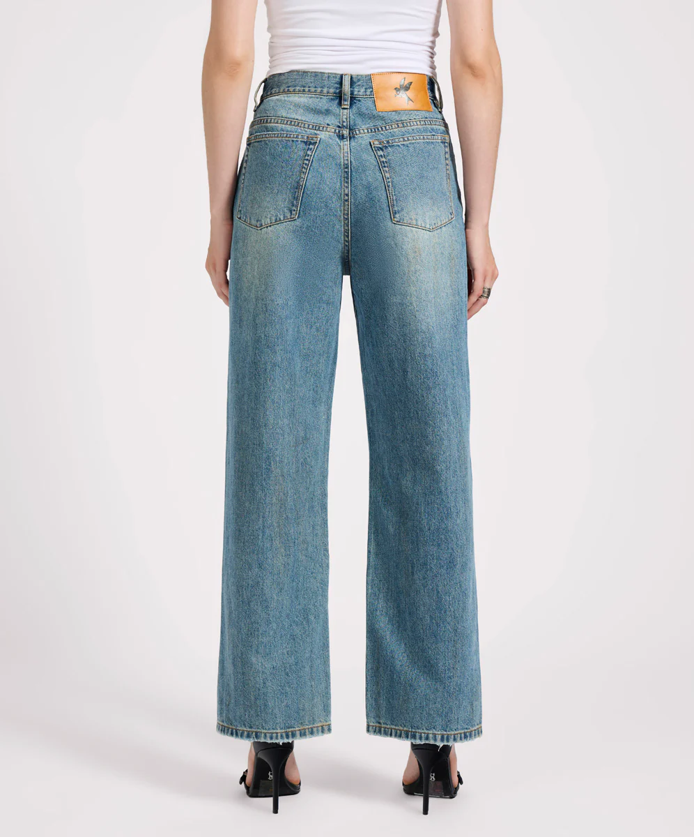 Baxters Mid Waist Straight Leg Denim Jeans - Used Blue - Image 6