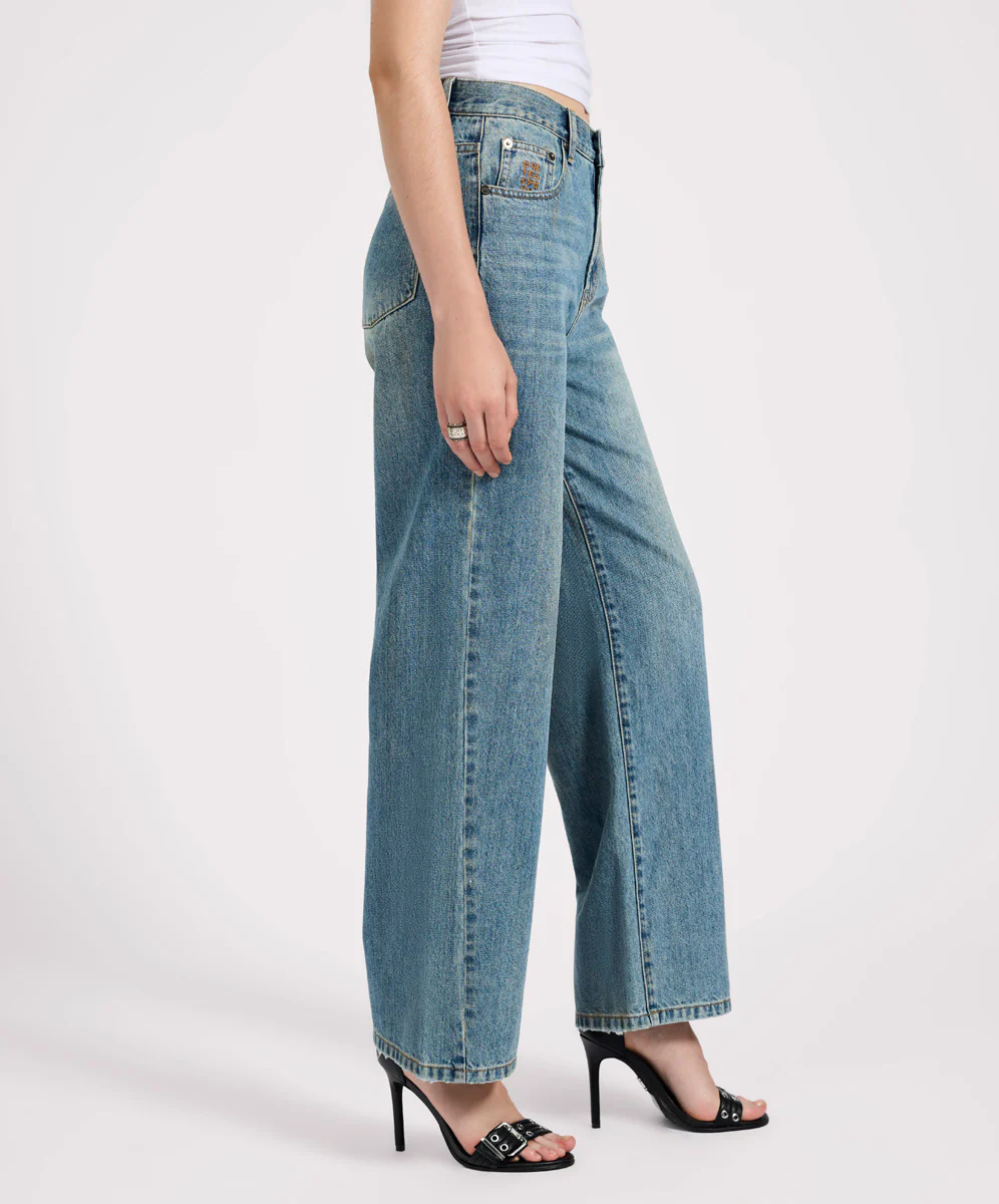 Baxters Mid Waist Straight Leg Denim Jeans - Used Blue - Image 8